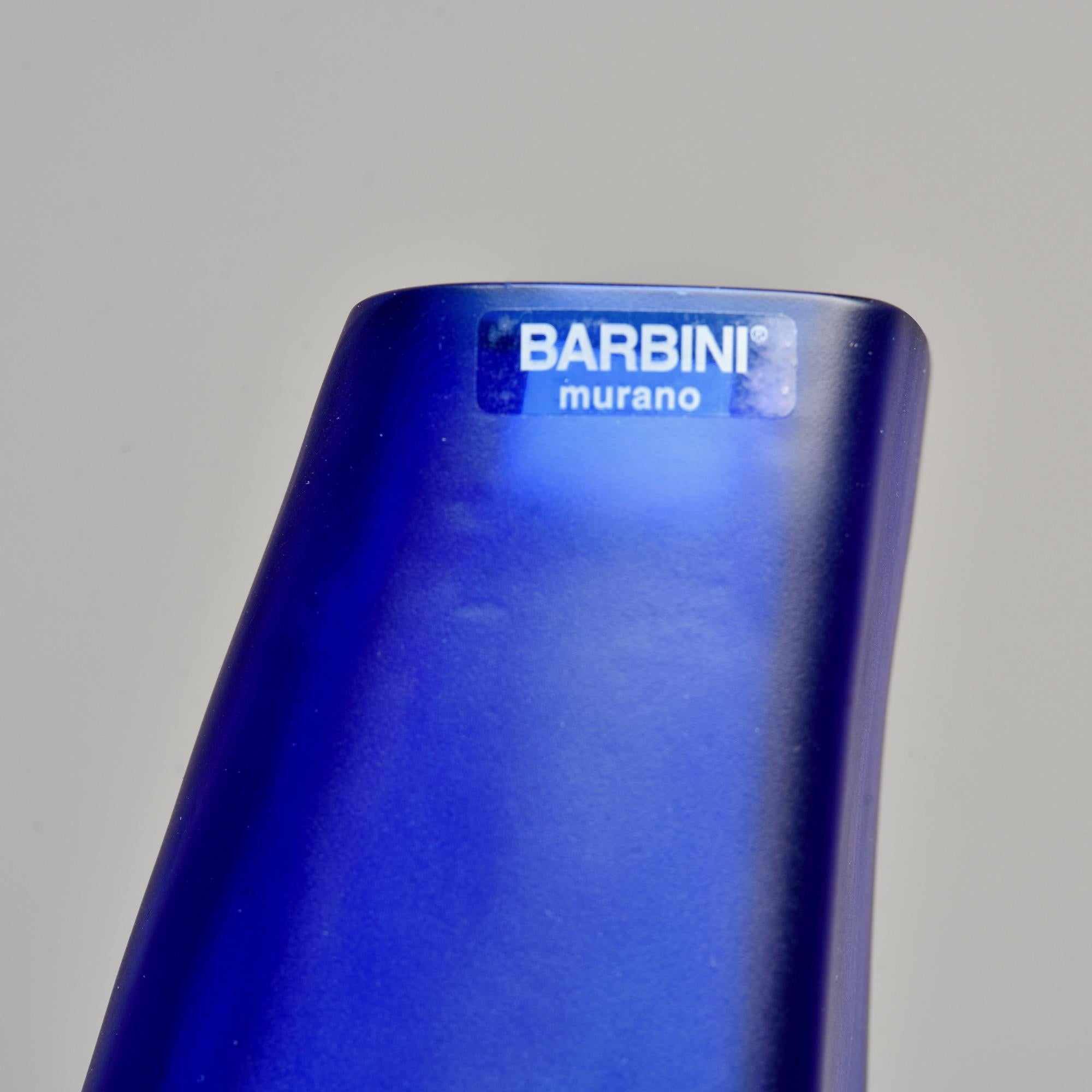 Italian Tall Signed Barbini Blue to Amethyst Ombre Murano Glass Vase
