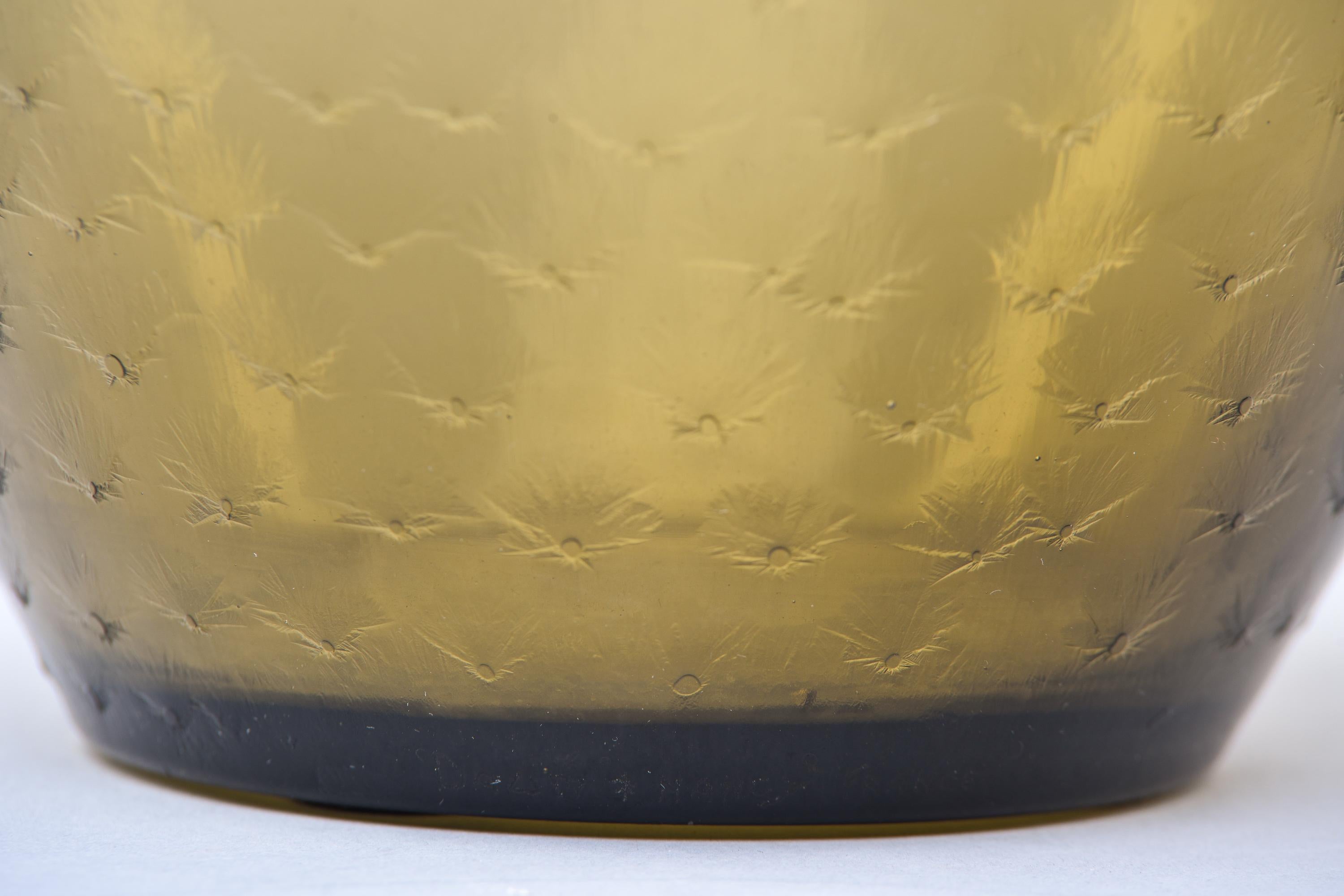 Tall Signed Daum Art Deco Era Acid Etched Taupe Art Glass Vase 6