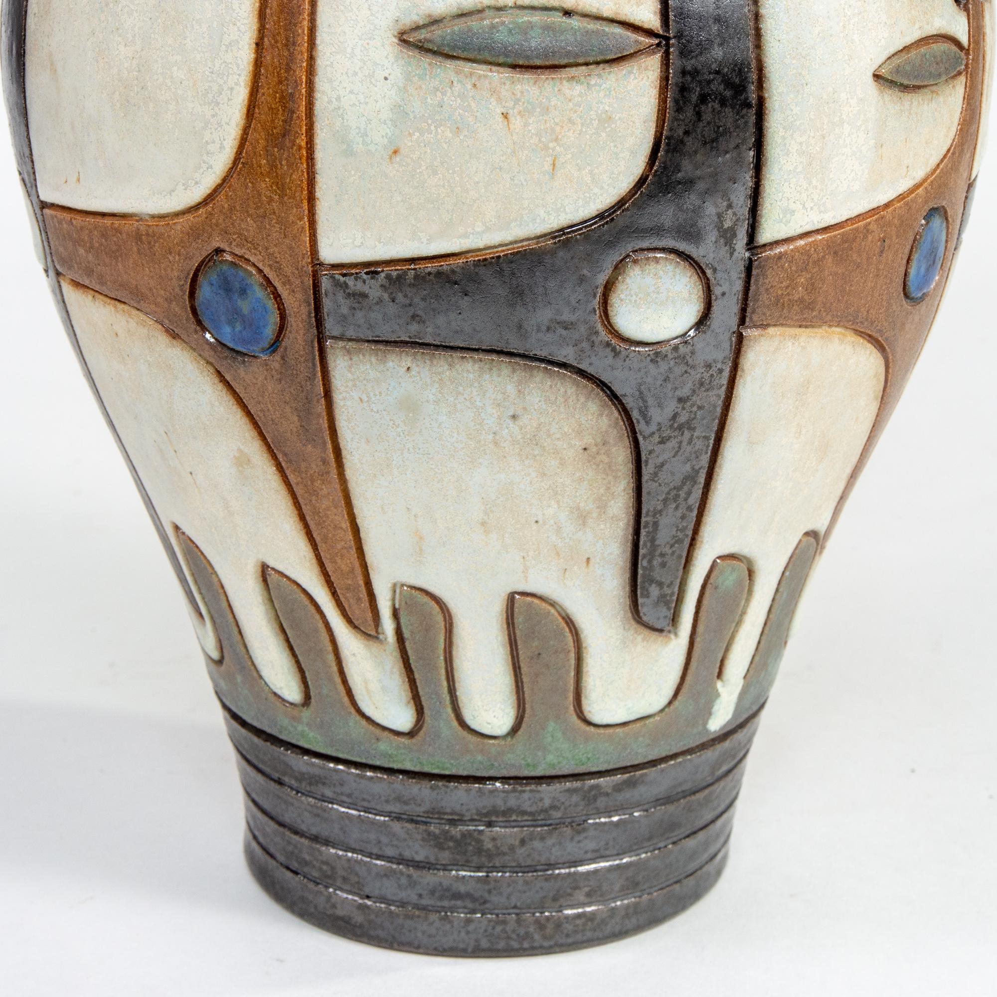 20th Century Tall Signed Dubois of Belgium Midcentury Ceramic Vase