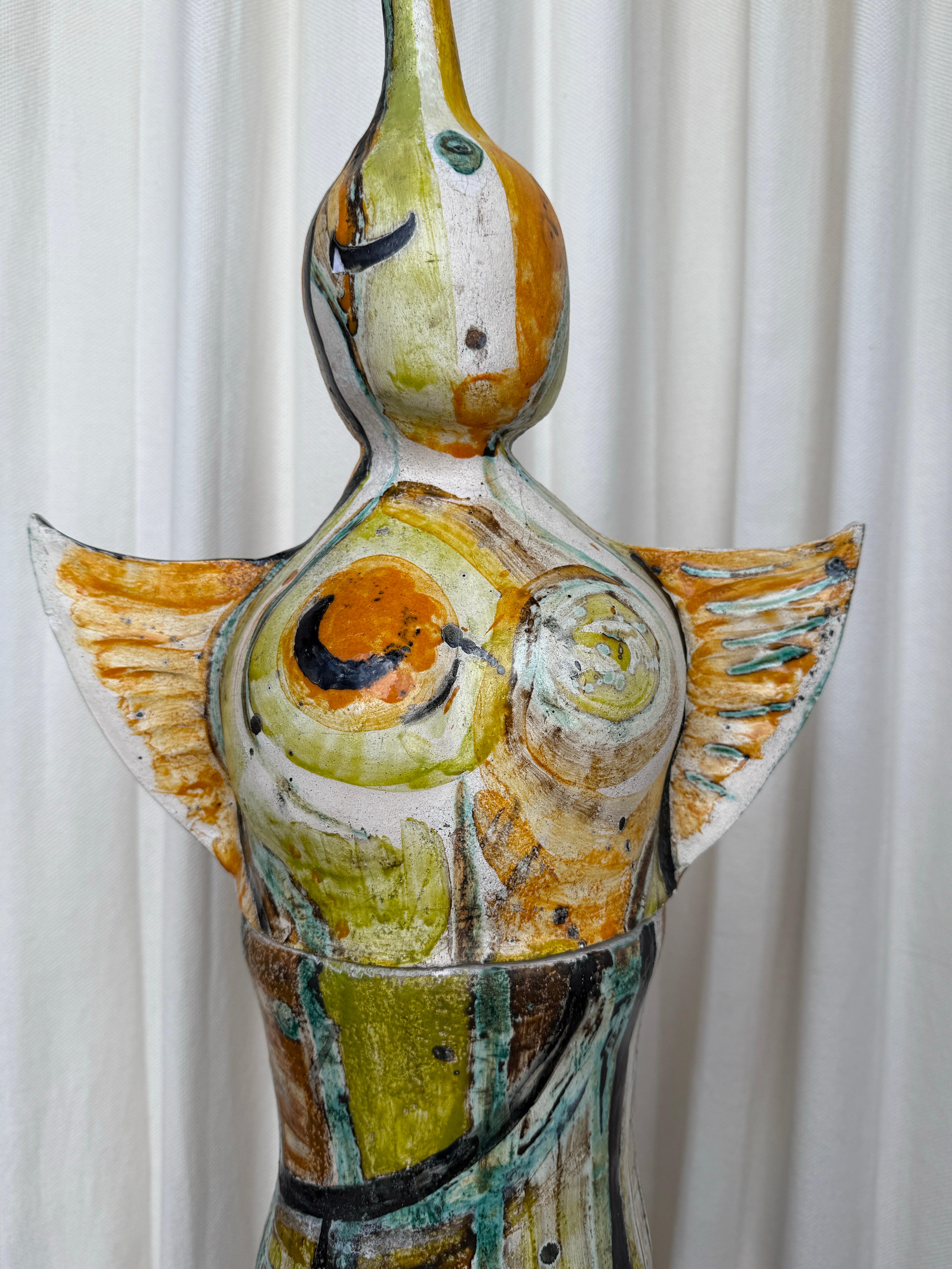 Céramique Grande sculpture abstraite en céramique française signée en deux pièces en vente