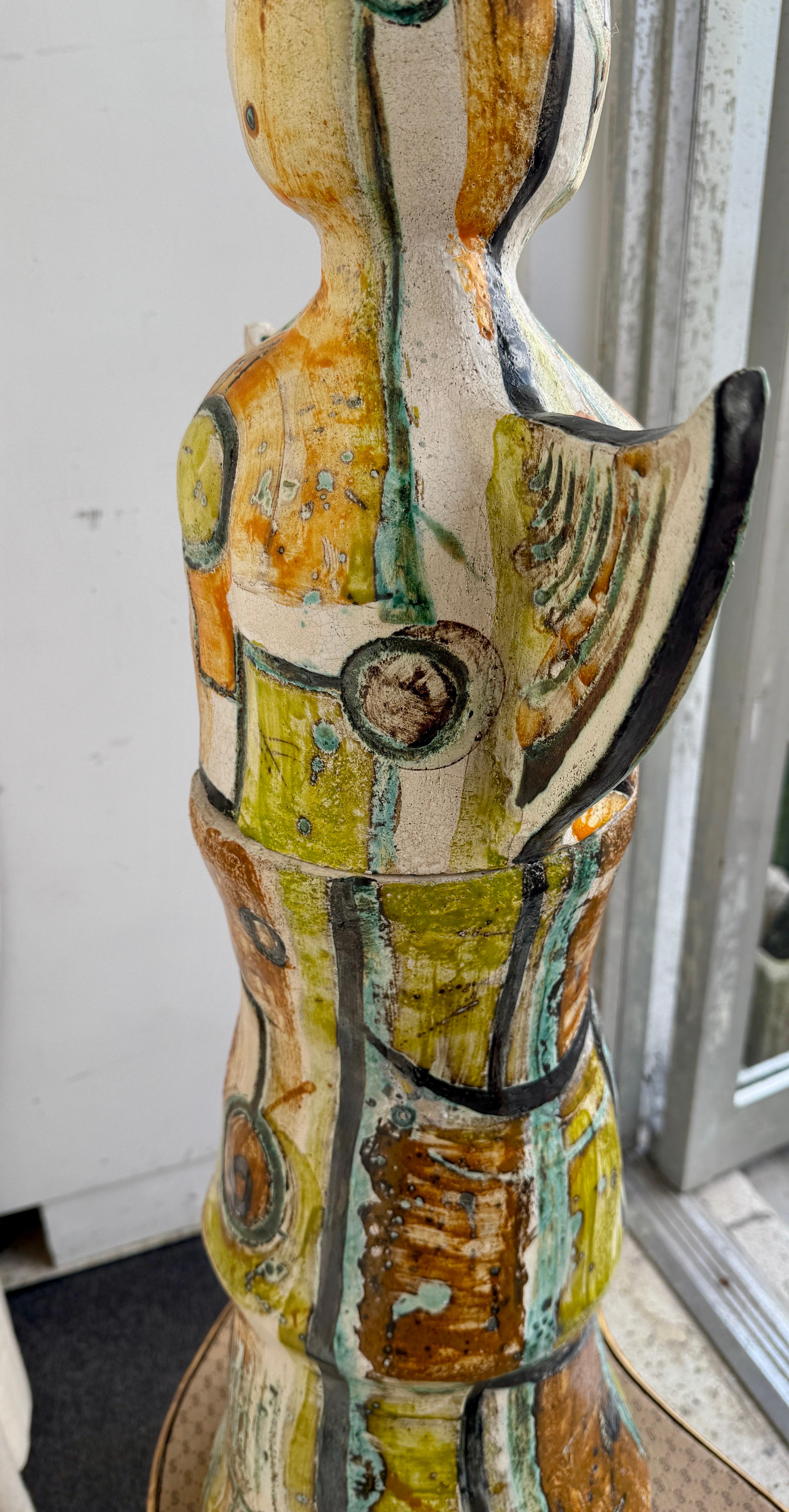 Grande sculpture abstraite en céramique française signée en deux pièces en vente 2