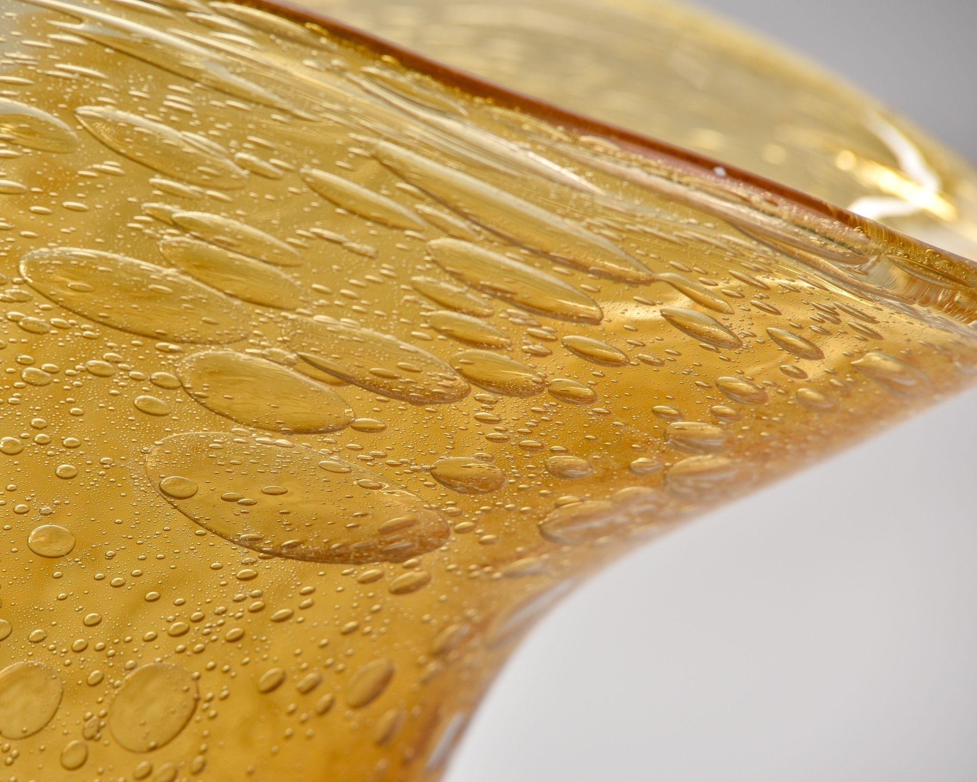 Tall Signed Gold Murano Glass Bowl with Bubbles 2