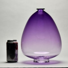 Tall Signed Mouth Blown Amethyst Art Glass Vase