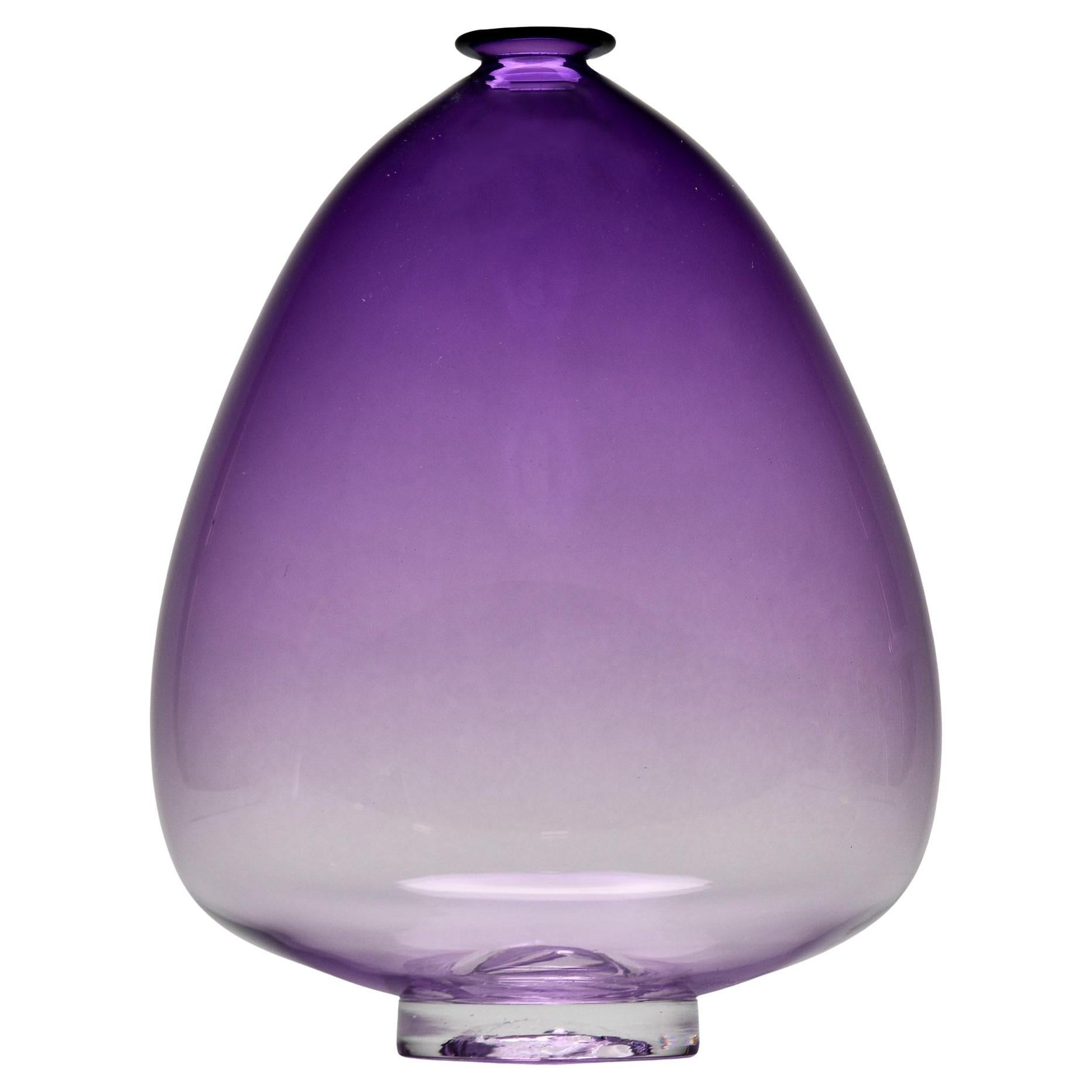Tall Signed Mouth Blown Amethyst Art Glass Vase