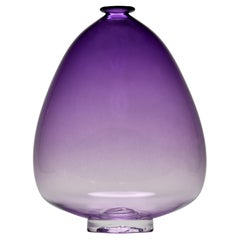 Tall Signed Mouth Blown Amethyst Art Glass Vase