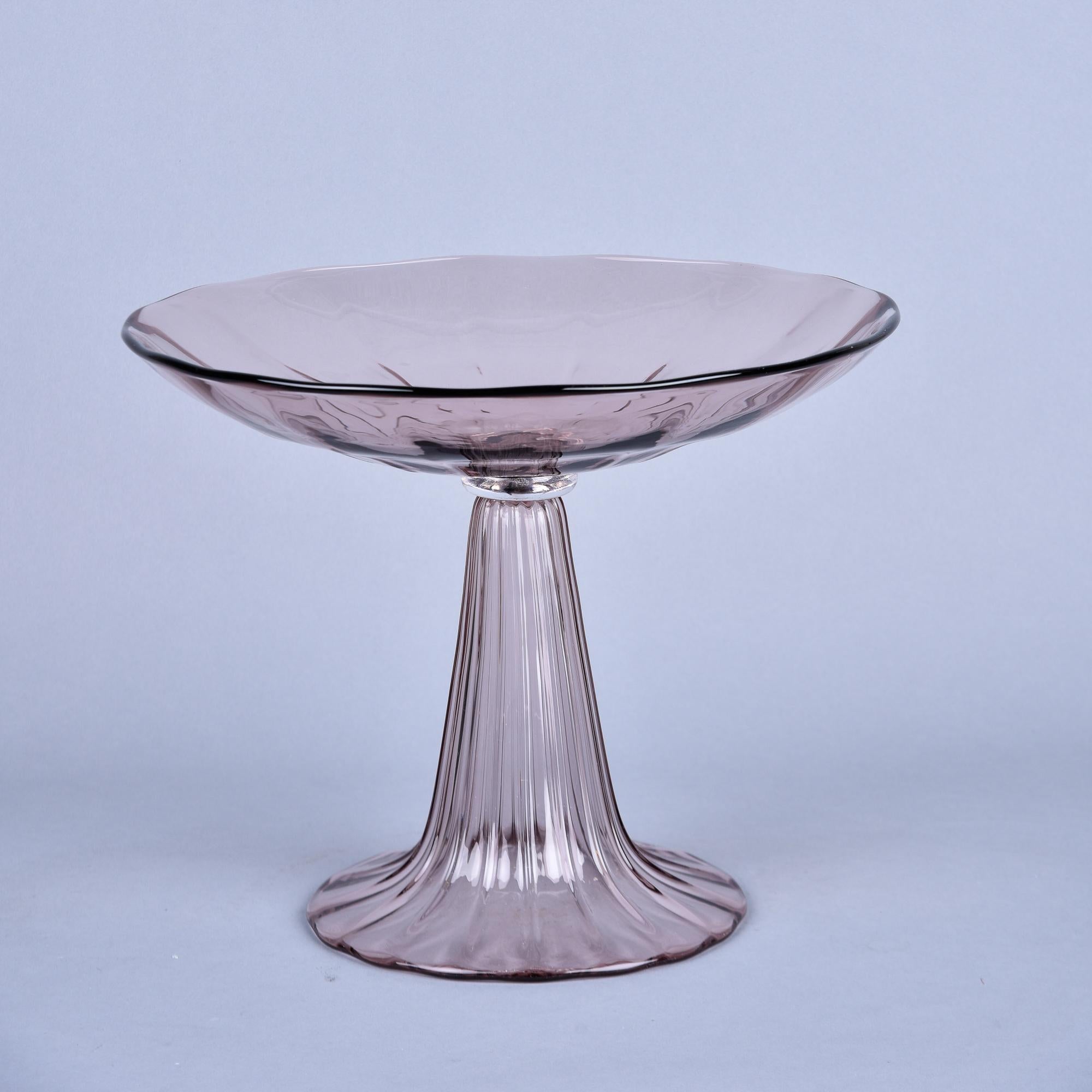 Tall Signed Roberto Cavalli Amethyst Murano Glass Tazza In Excellent Condition For Sale In Troy, MI