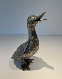 Tall Silvered Bronze Duck
