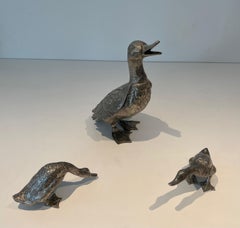 Tall Silvered Bronze Duck
