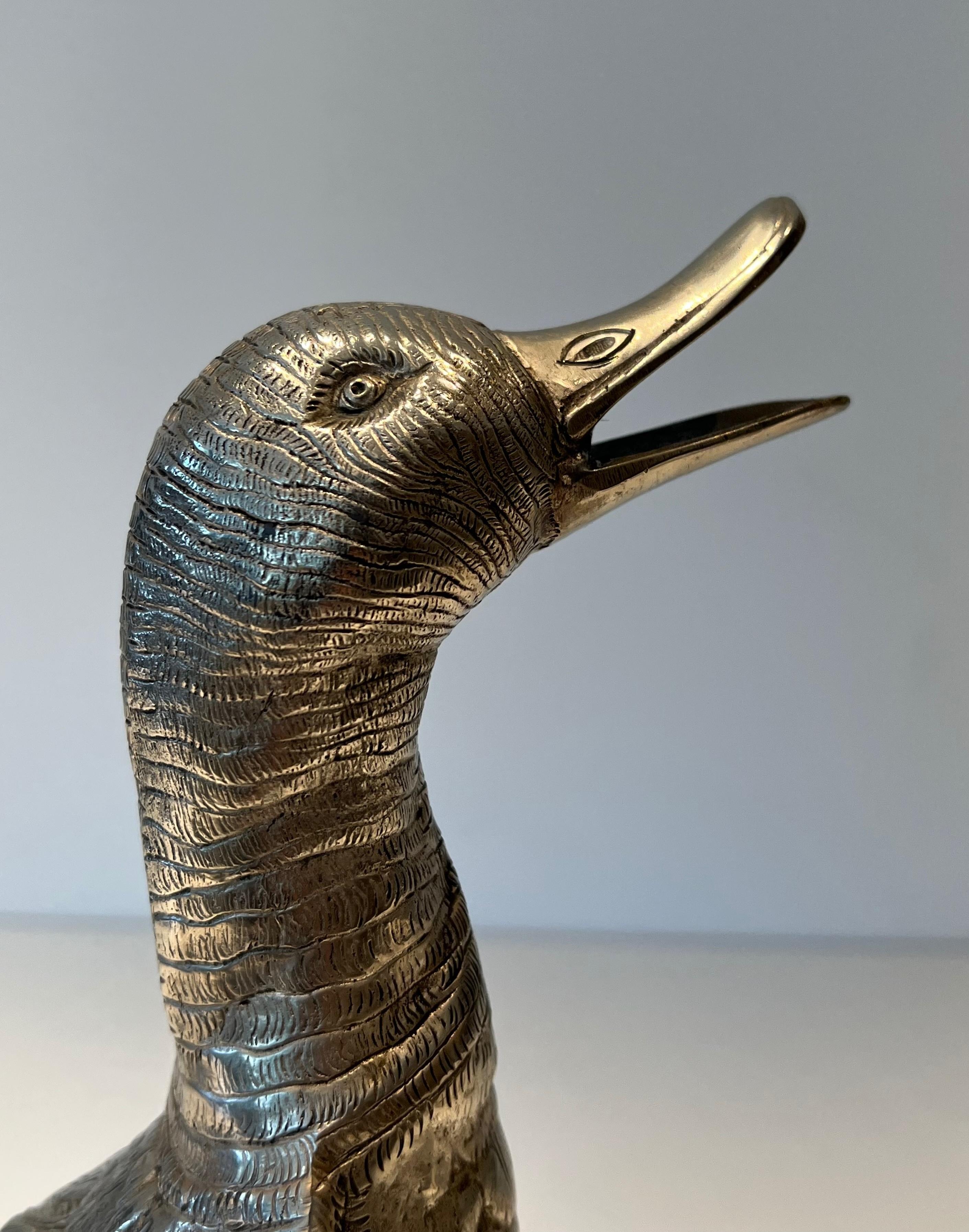 Neoclassico Anatra alta in bronzo argentato in vendita