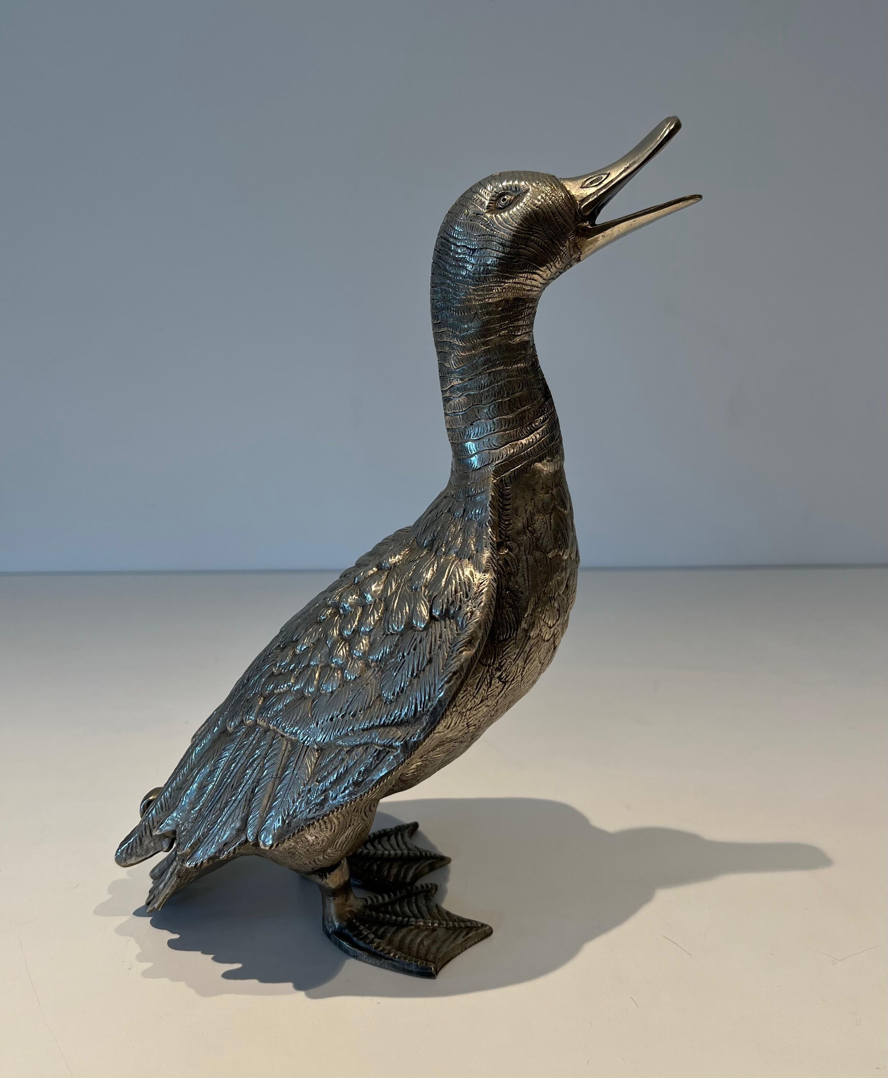Francese Anatra alta in bronzo argentato in vendita