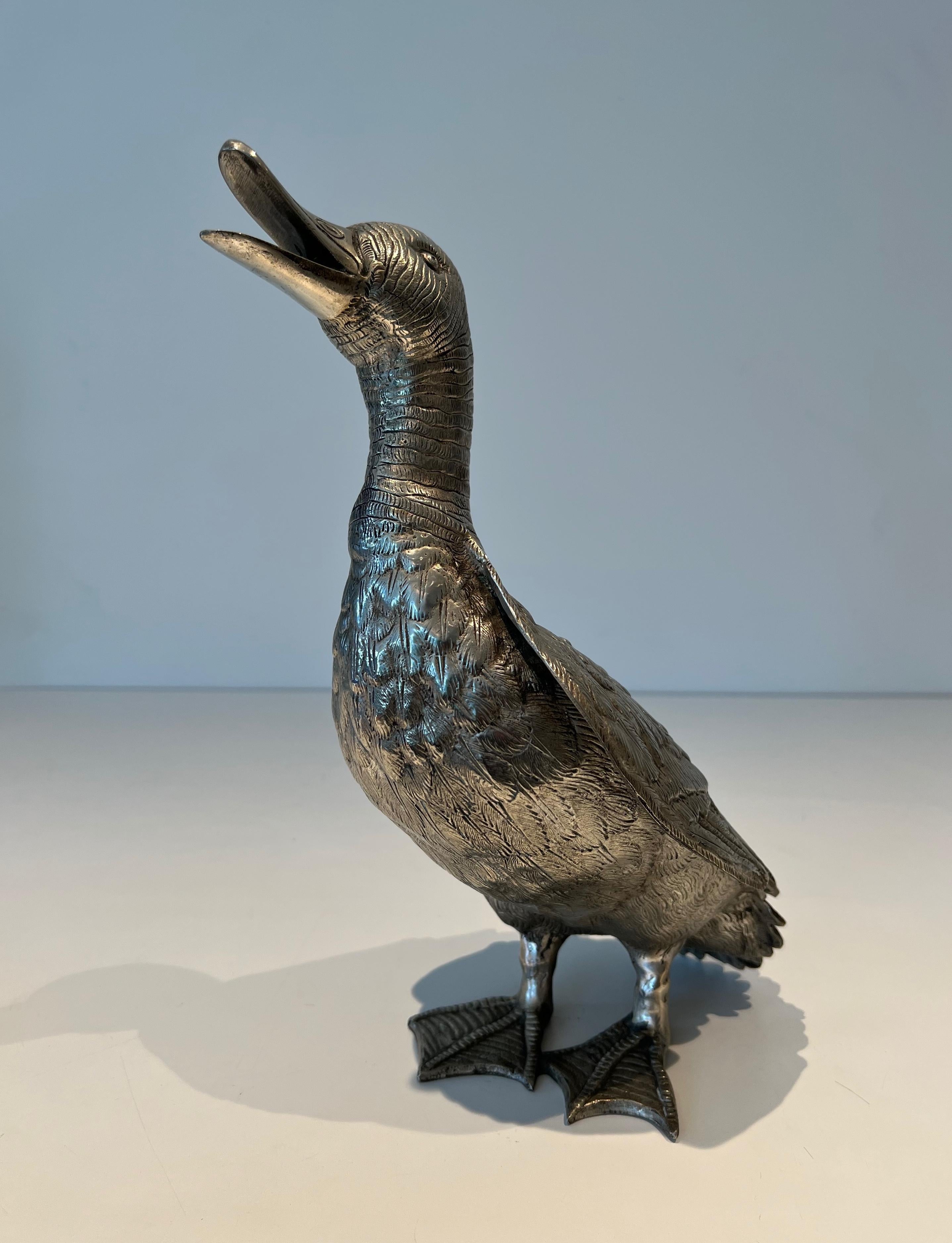 Anatra alta in bronzo argentato in vendita 1