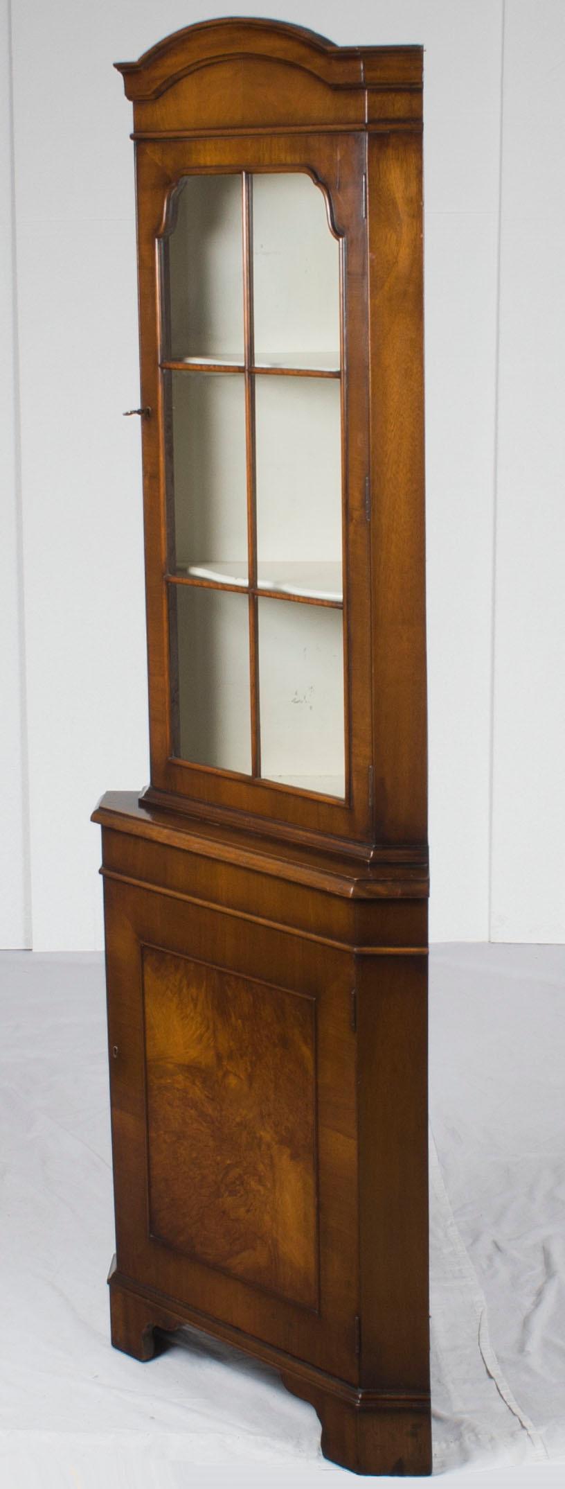 Tall Single Door Walnut Corner Cabinet Cupboard Hutch For Sale 4