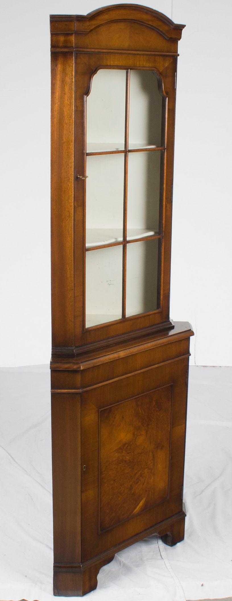 Tall Single Door Walnut Corner Cabinet Cupboard Hutch For Sale 3