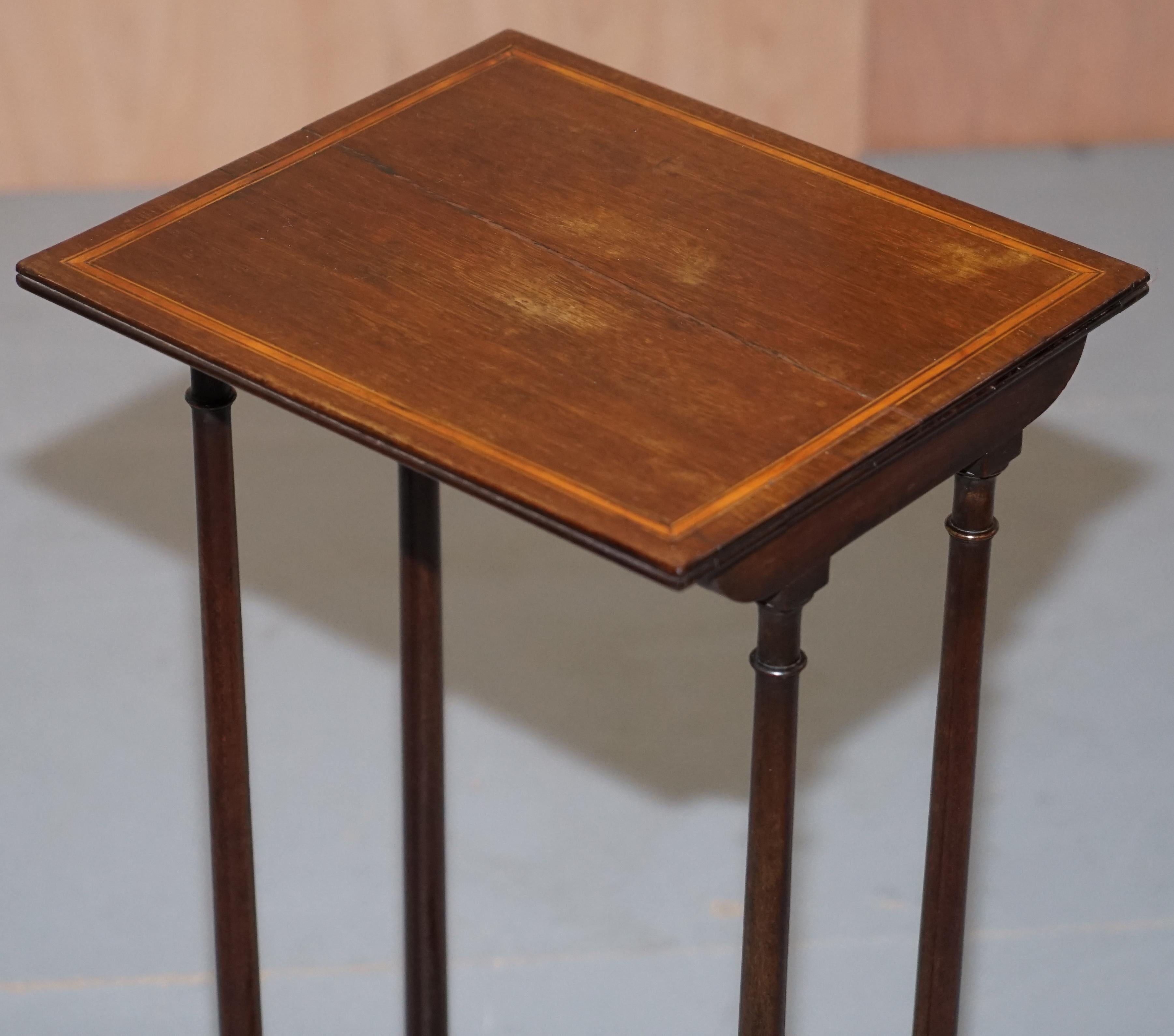 Tall Single Georgian Side Table in Mahogany with Box Wood Inlay Lamp Wine End 7