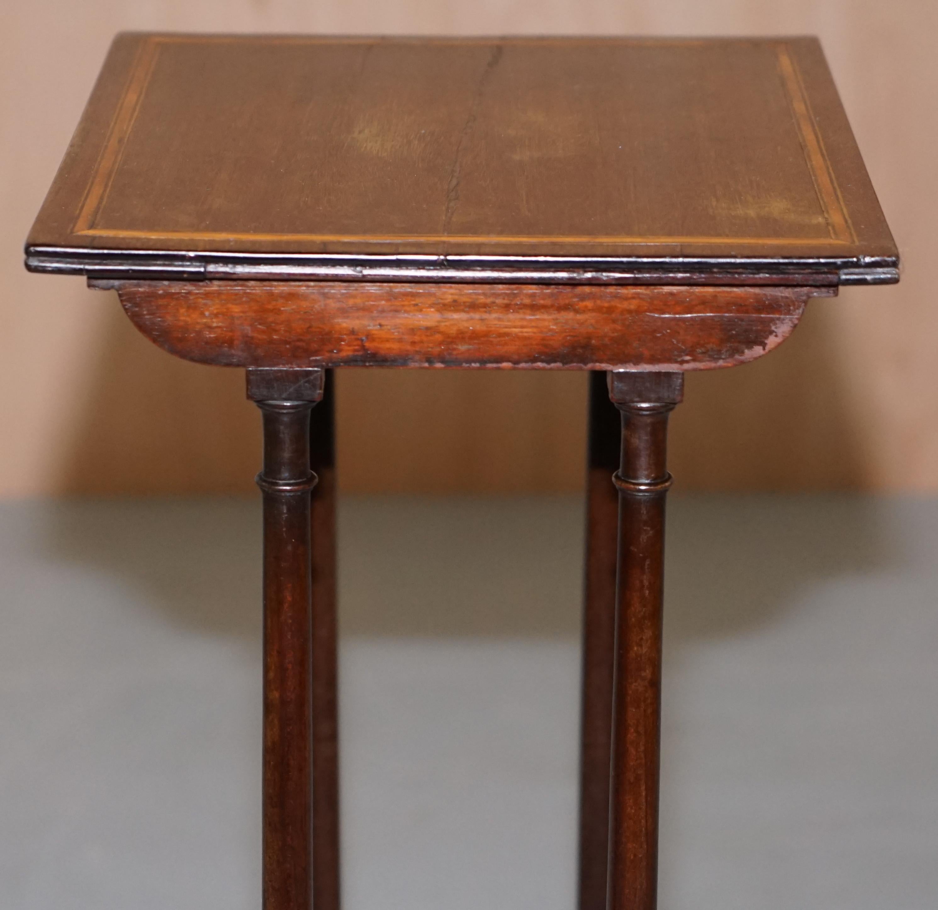 Tall Single Georgian Side Table in Mahogany with Box Wood Inlay Lamp Wine End 10