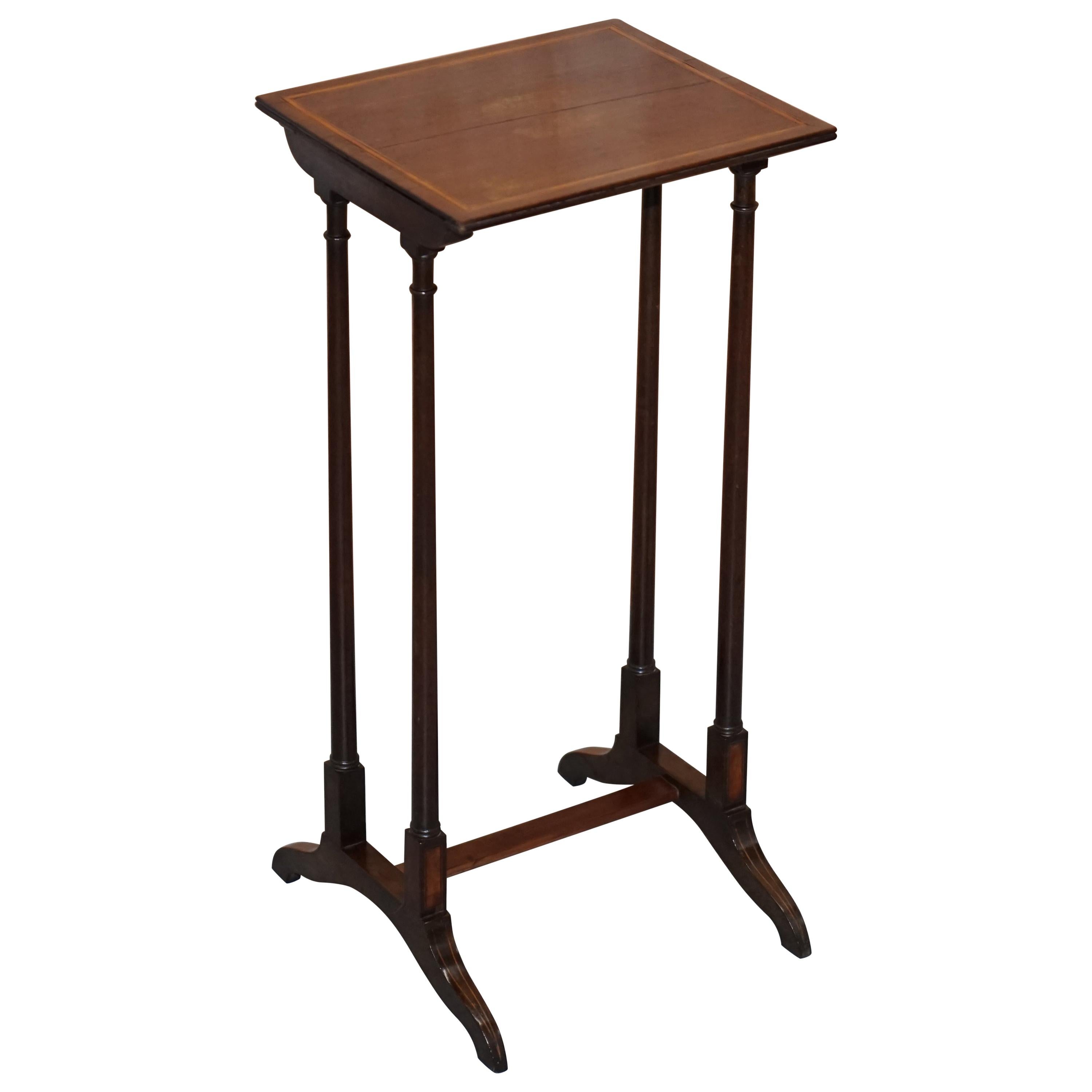 Tall Single Georgian Side Table in Mahogany with Box Wood Inlay Lamp Wine End