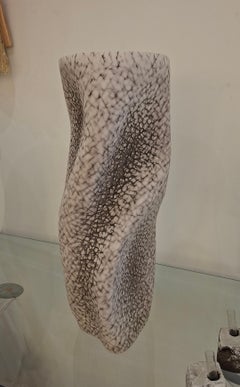 Tall sinuous ceramic vase by Gilles Caffier, limited edition 2016 n°13/40