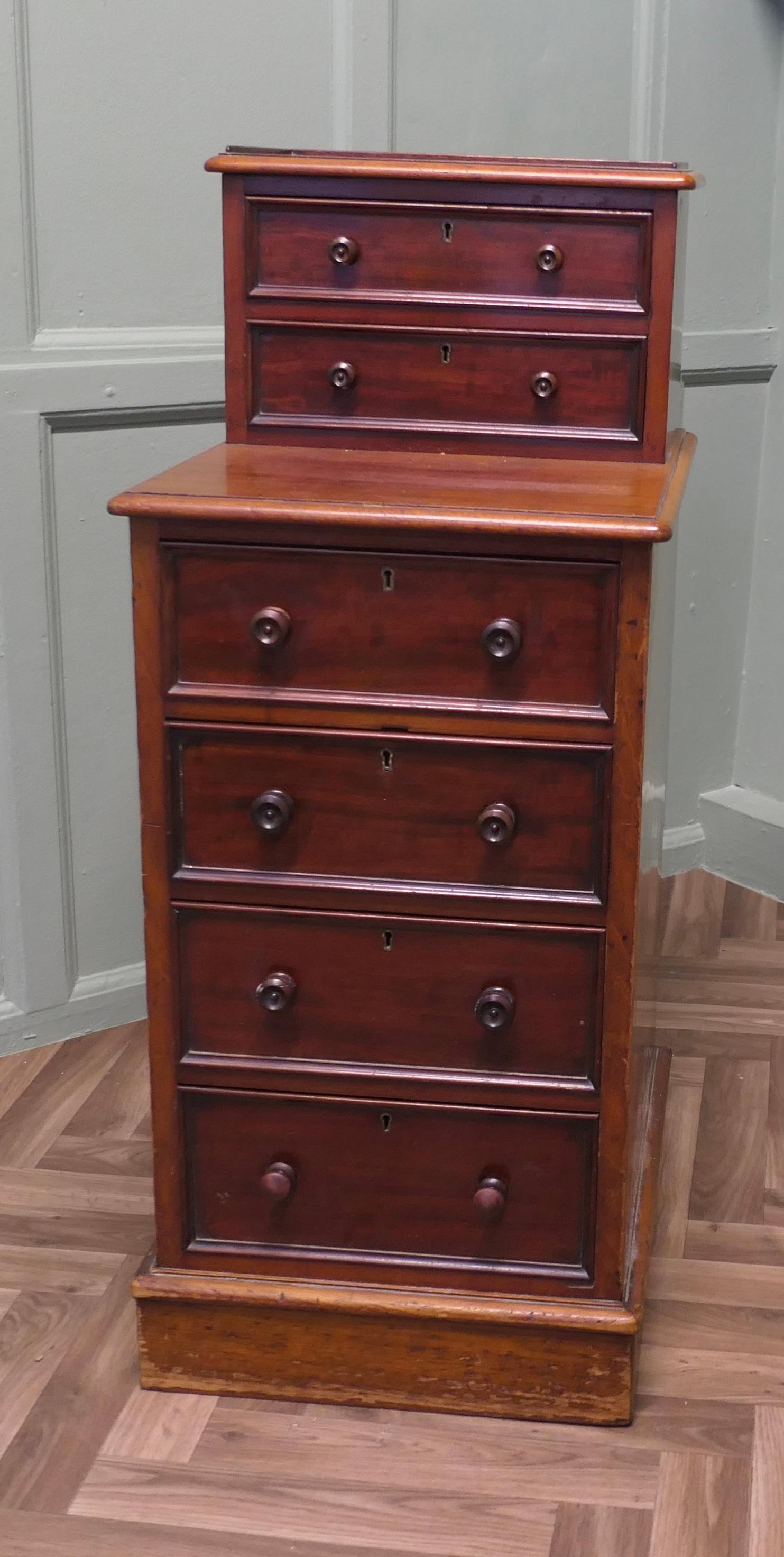 Victorian Tall Six Drawer Side Cabinet or Lamp Table For Sale