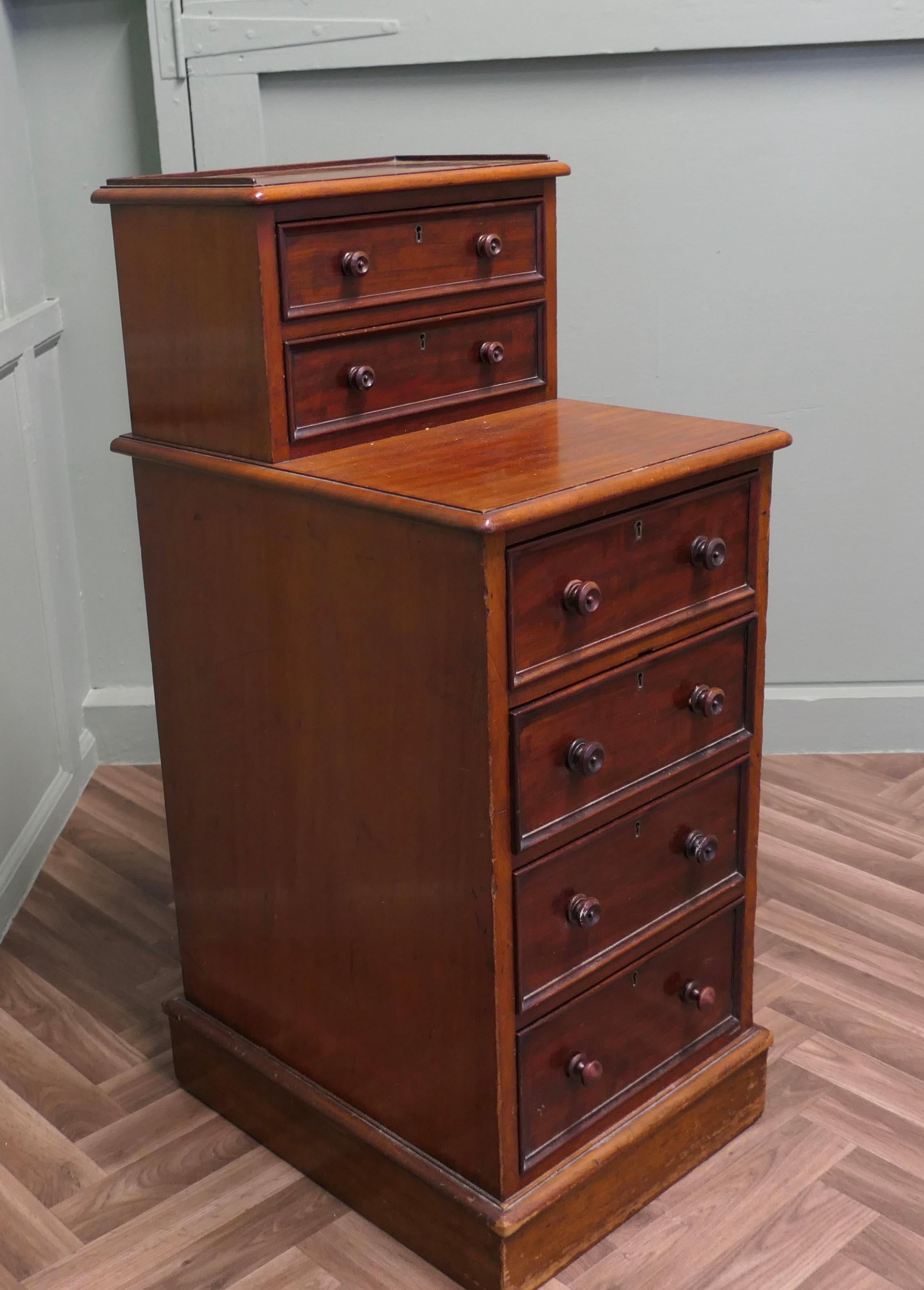 19th Century Tall Six Drawer Side Cabinet or Lamp Table For Sale
