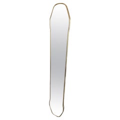 Tall Sleek Brass Mirror-Midcentury, Italy