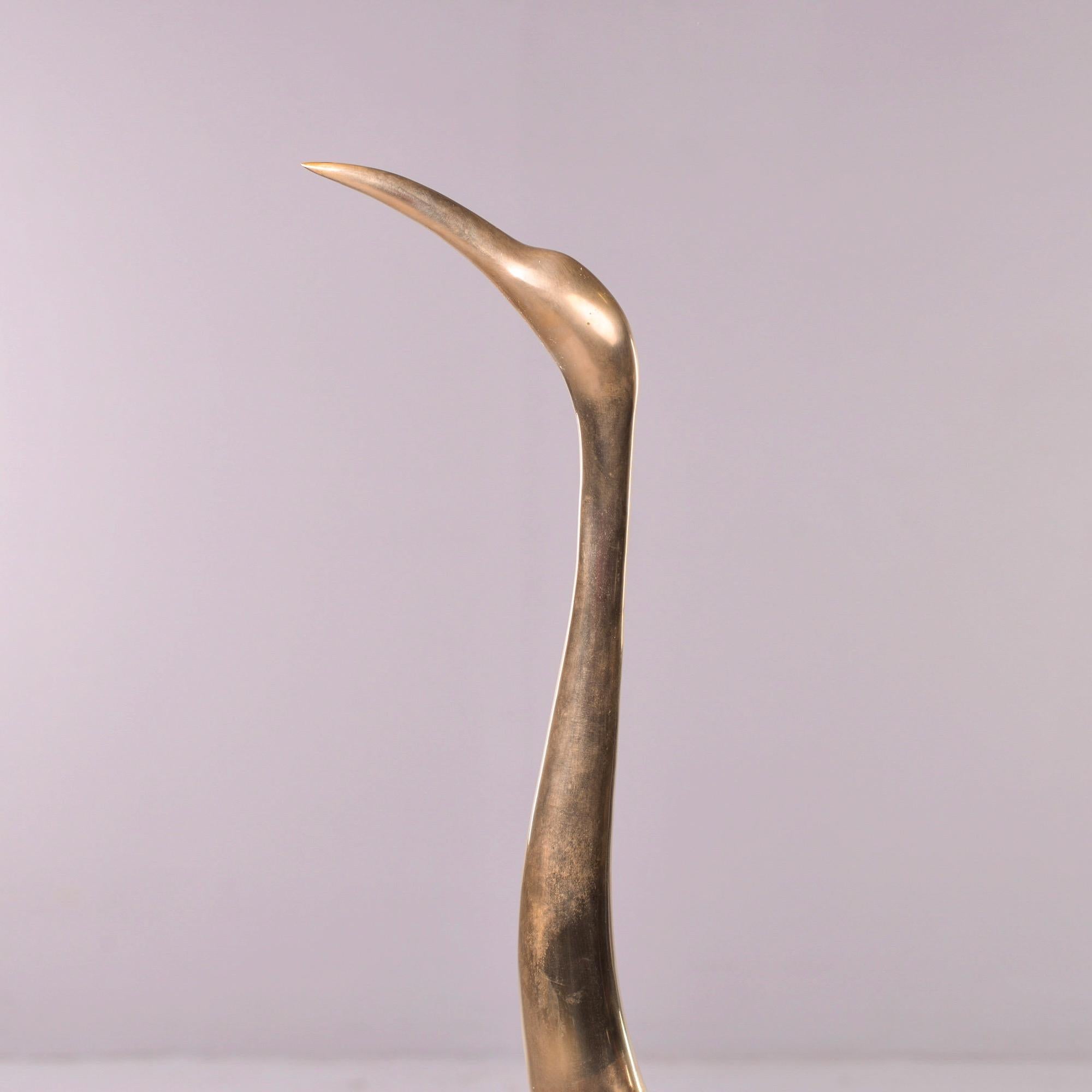 Mid-Century Modern Tall Slender Curtis Jere Brass Crane or Heron