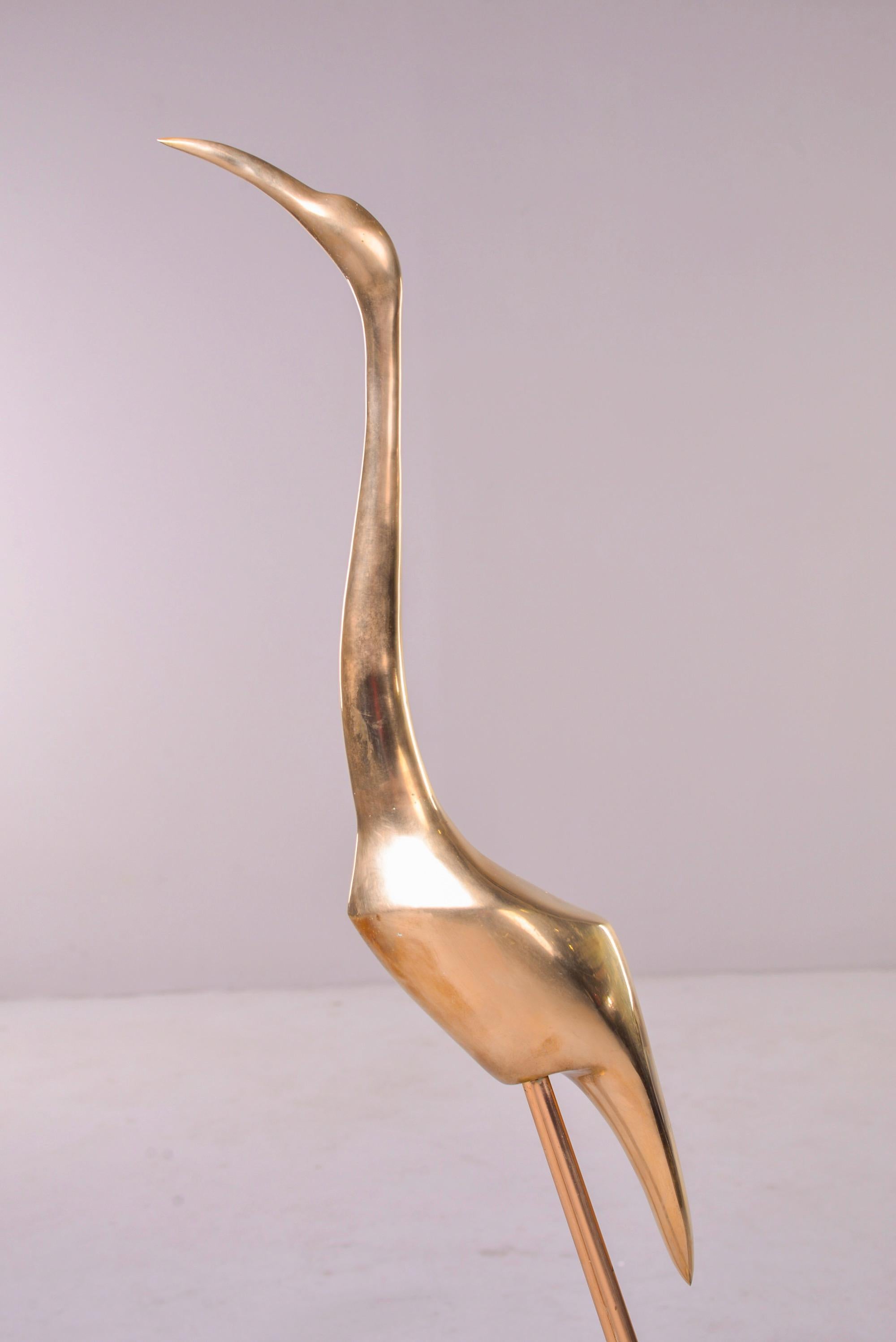 American Tall Slender Curtis Jere Brass Crane or Heron