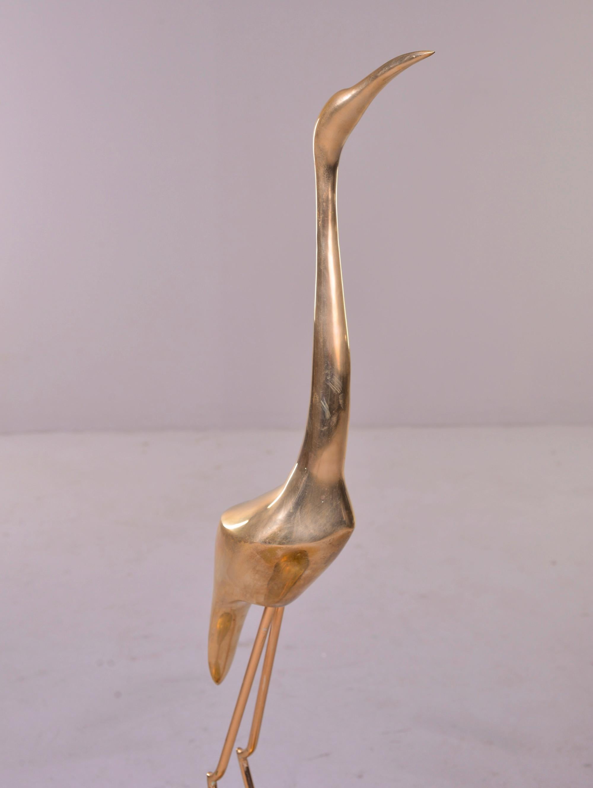 Tall Slender Curtis Jere Brass Crane or Heron 1