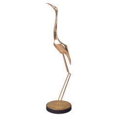 Tall Slender Curtis Jere Brass Crane or Heron