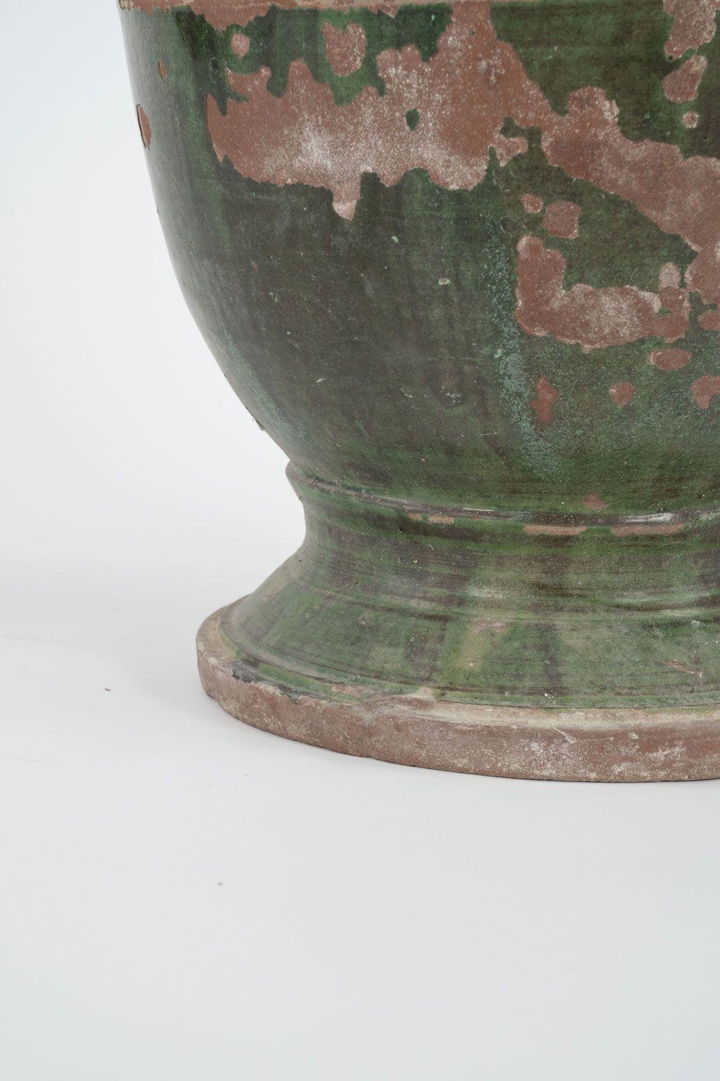 Tall Slender Green-Glazed Anduze Jar In Good Condition In Houston, TX