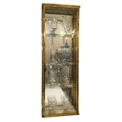 Antique Tall Slim Brass Display Cabinet, Early 1900s