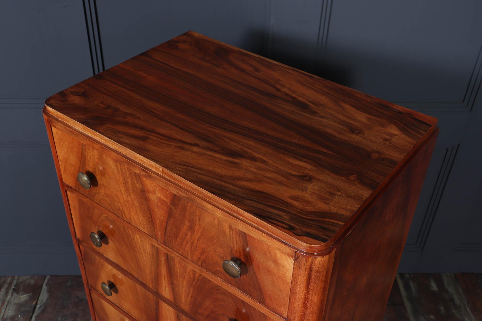 Grande commode élancée en noyer Art Déco français en vente 2