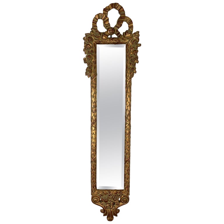 Tall Slim Wall Mirror In Giltwood Frame For At 1stdibs Tall Slim Wall Mirror In Giltwood Frame, Long Narrow Venetian Mirror