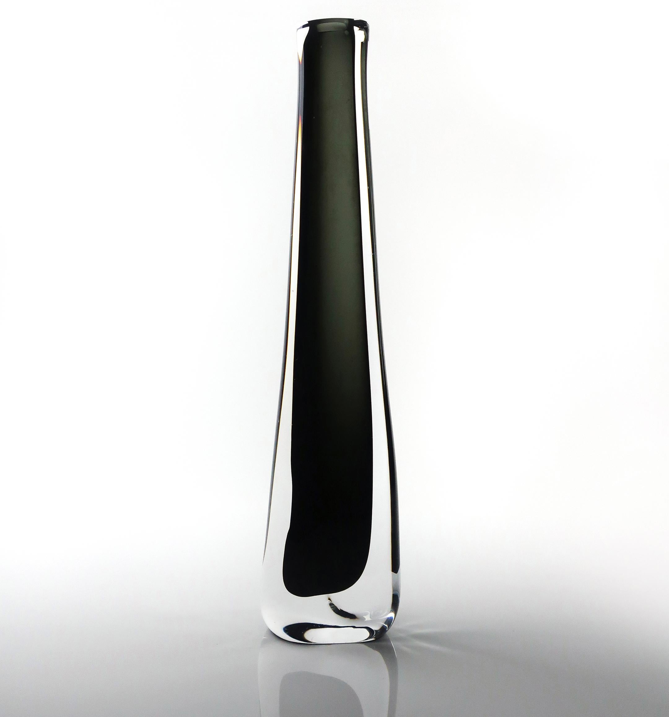 Mid-Century Modern Tall Smoked Glass Vase by Nils Landberg for Orrefors