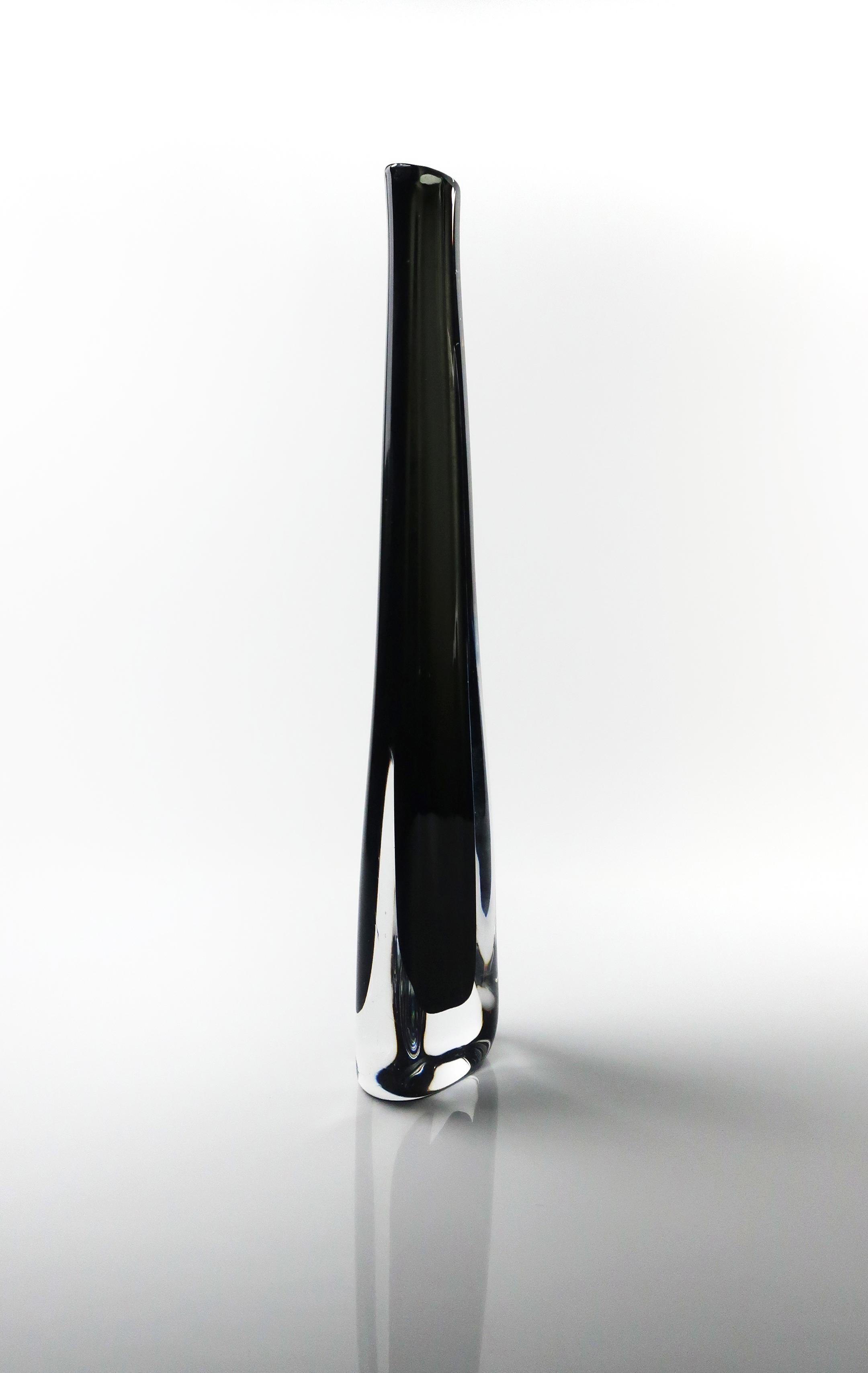Swedish Tall Smoked Glass Vase by Nils Landberg for Orrefors