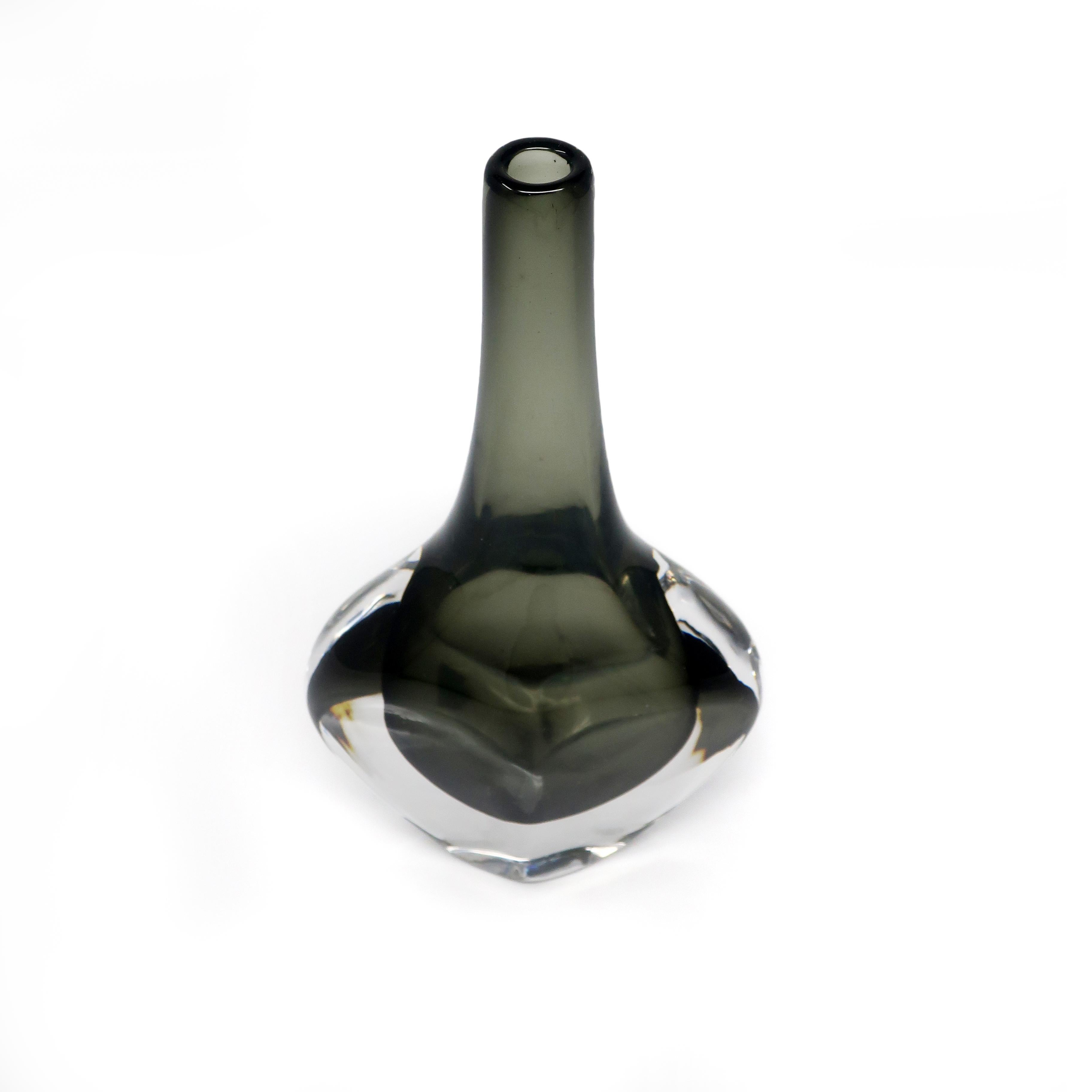 Swedish Tall Smoked Glass Vase by Nils Landberg for Orrefors