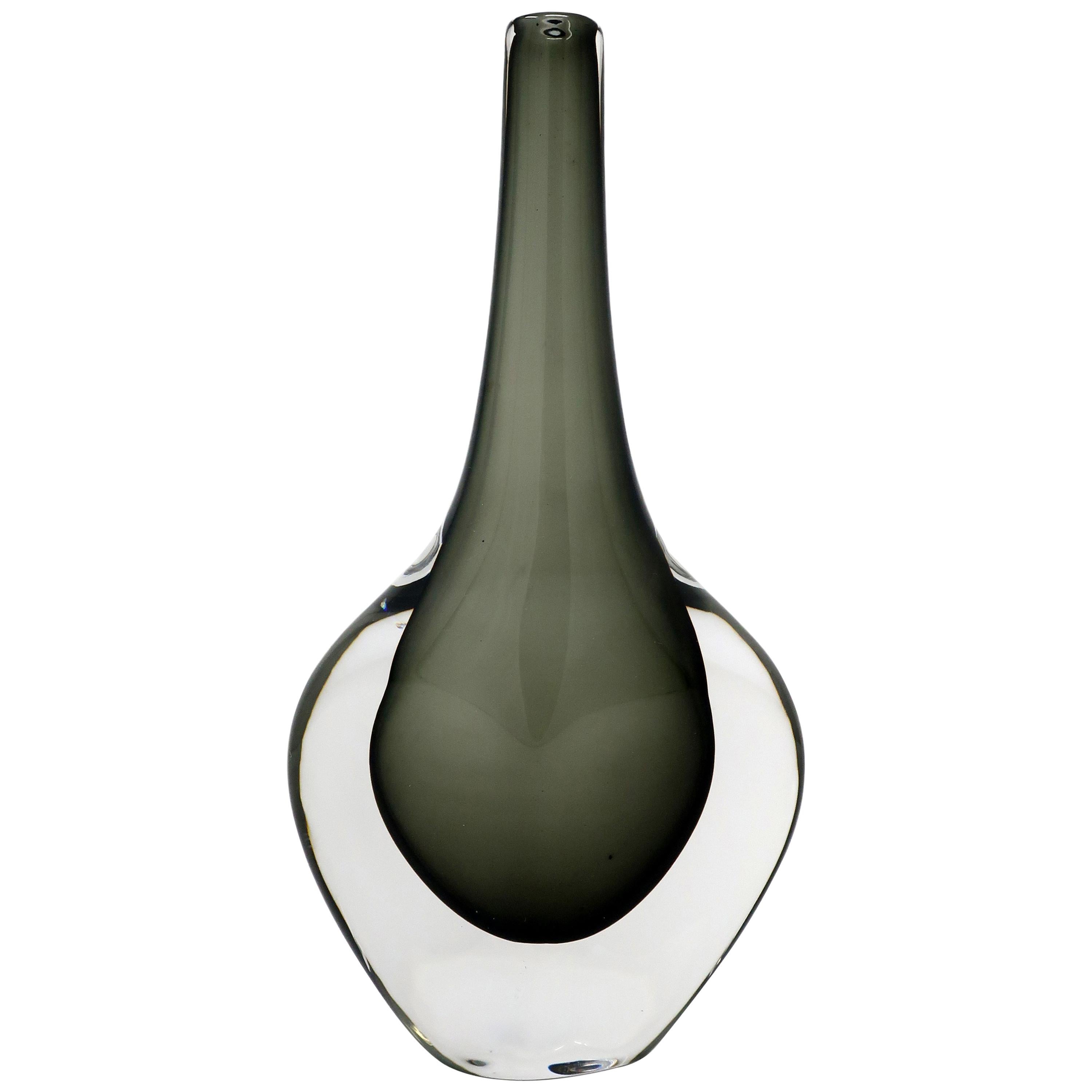 Tall Smoked Glass Vase by Nils Landberg for Orrefors