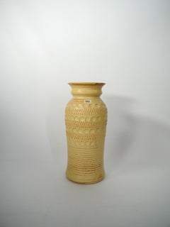 Tall Soft Yellow Matte Glazed Ceramic Vase by BAY, West-Germany 1970s