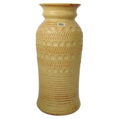 Tall Soft Yellow Matte Glazed Ceramic Vase by BAY, West-Germany 1970s