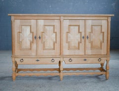 Tall Solid Carved Highboard in Oak by Henning Kjærnulf 1960's