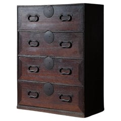 Tall solid cedar wood Taishō period storage Tansu, 1915s