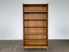 Tall Solid Oak Open Bookcase in the Manner of Henning Kjærnulf, 1960s