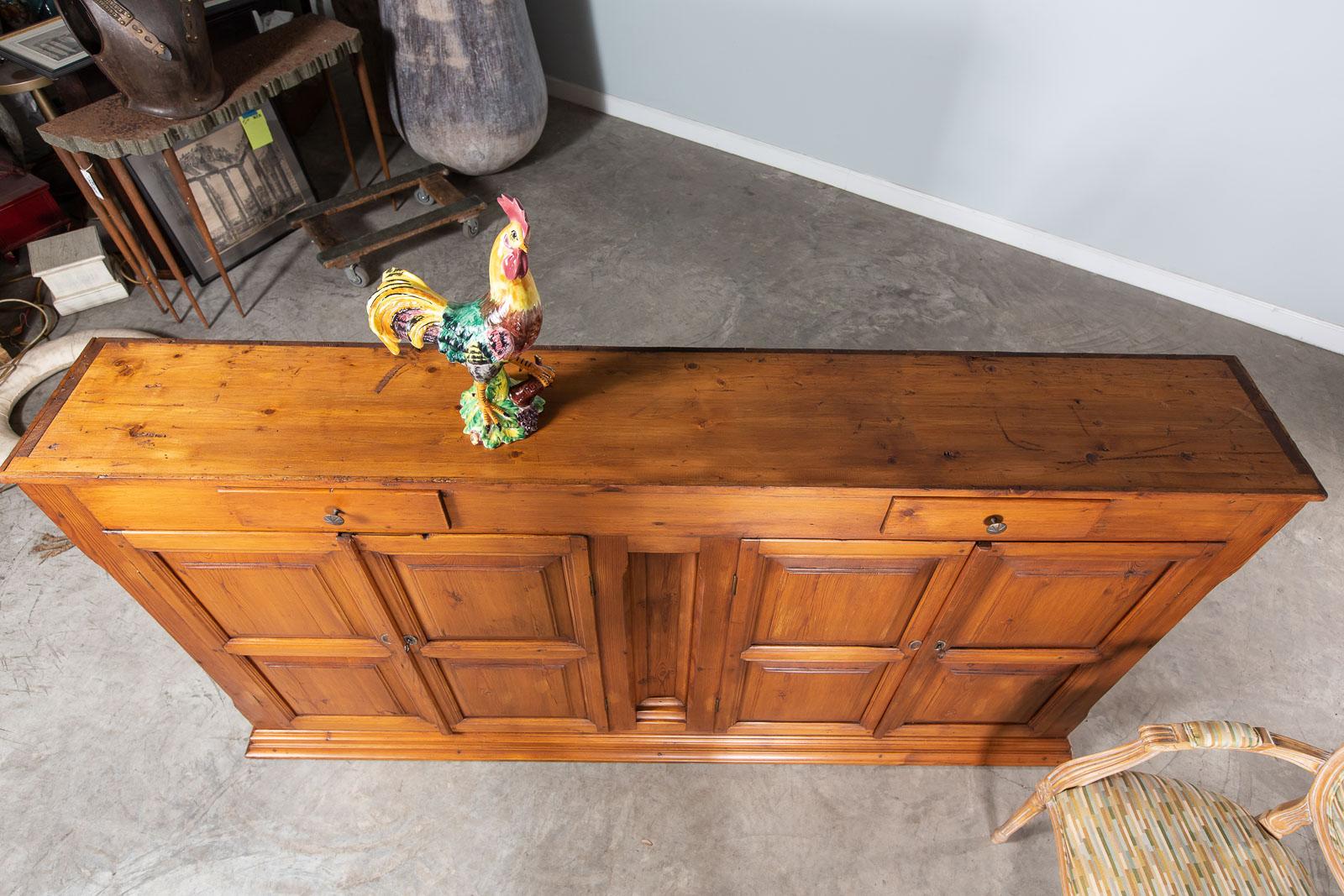 Tall Solid Pine Vintage French Buffet Credenza Cabinet, circa 1930 For Sale 9