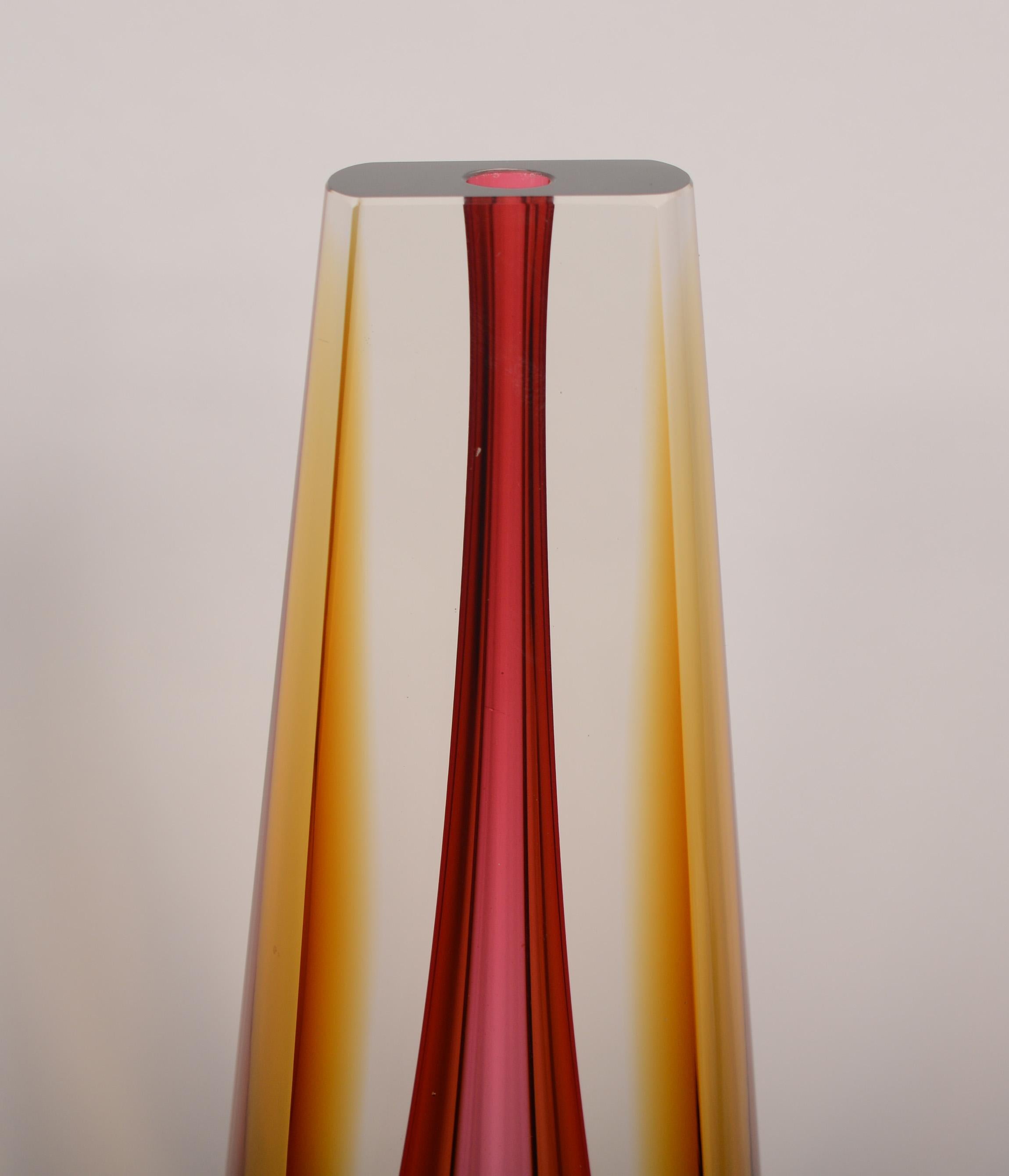 20th Century Tall Sommerso Faceted Vase by Pavel Hlava for Exbor