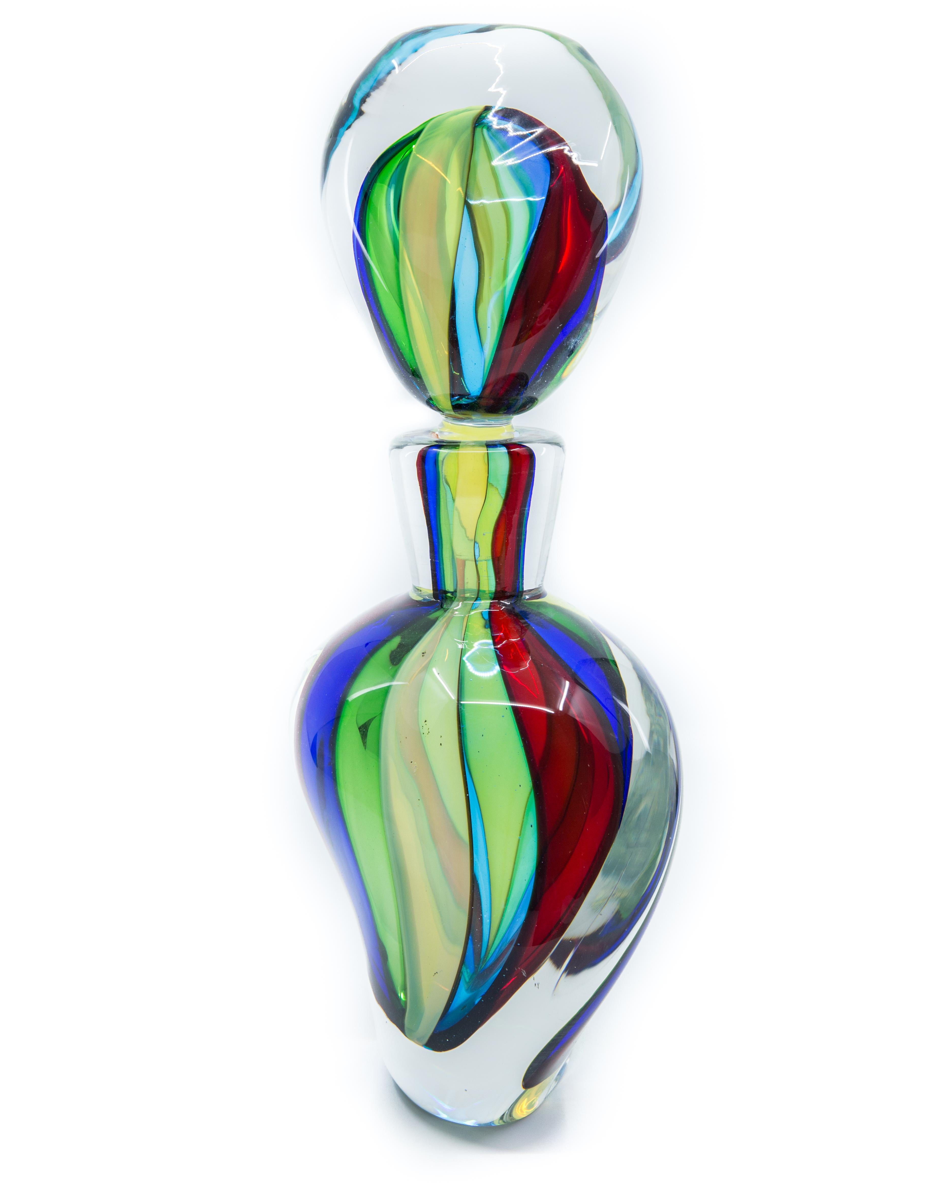Tall Sommerso Murano Glass Decanter In Good Condition In Hudson, NY