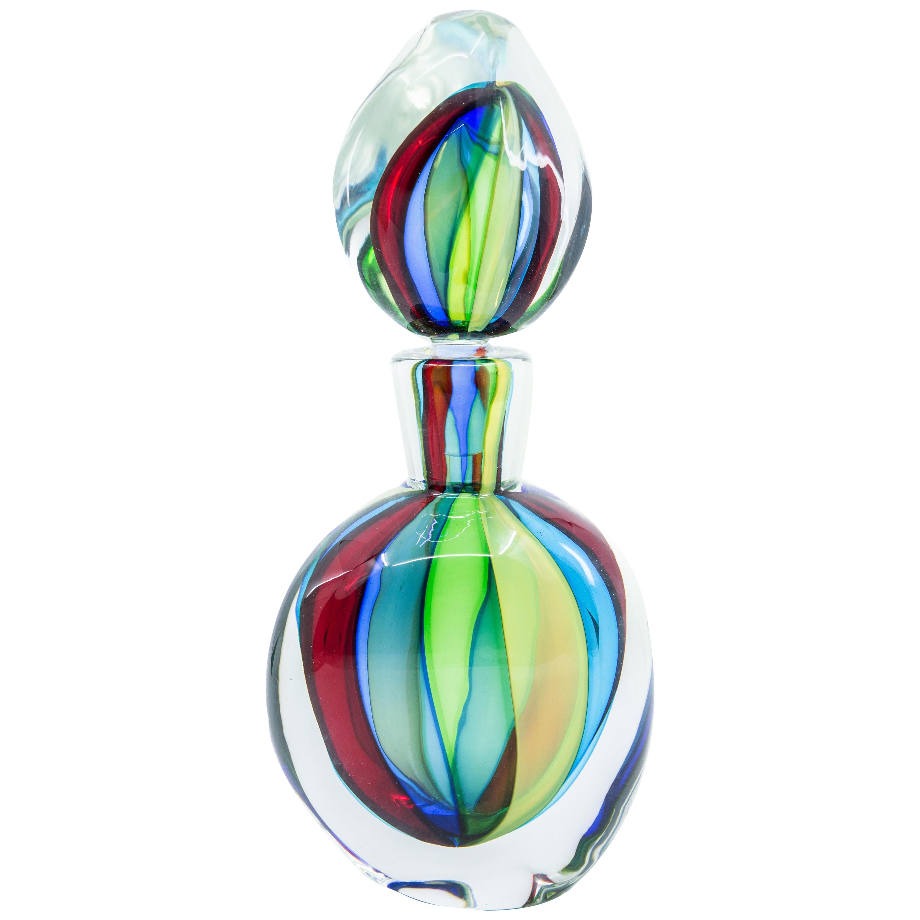 Tall Sommerso Murano Glass Decanter