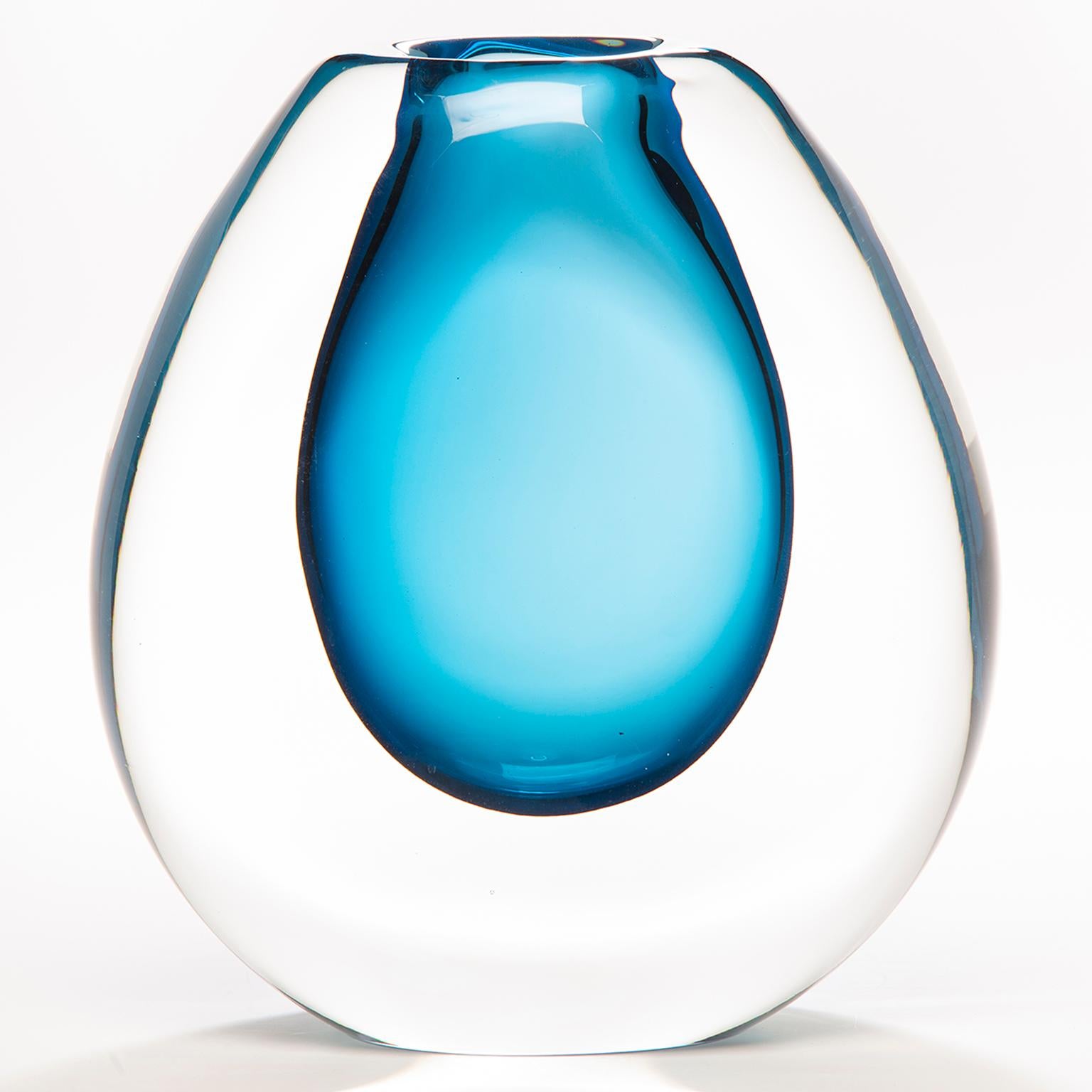 Tall Sommerso Style Blue Art Glass Vase 4