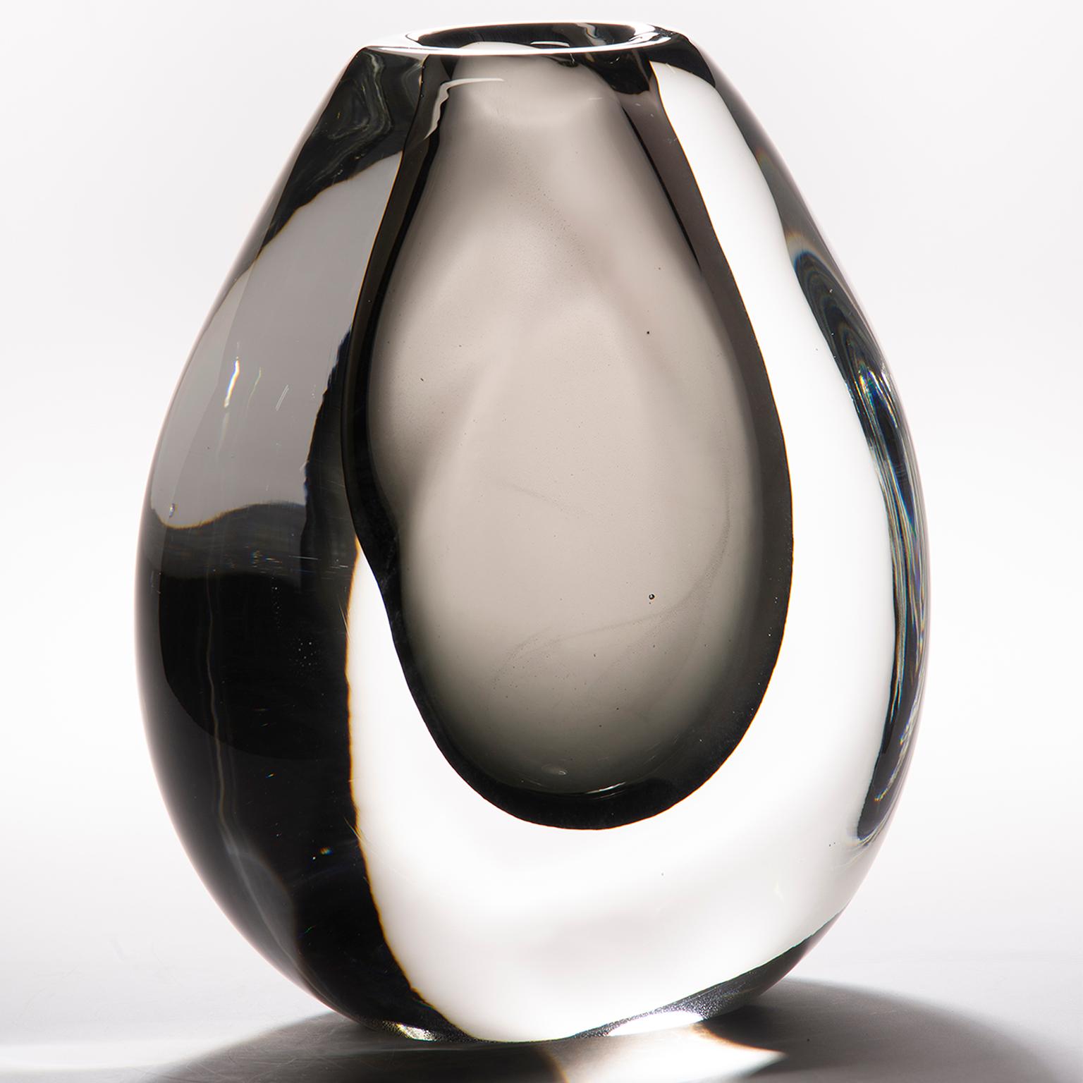 Minimalist Tall Sommerso Style Smoke Art Glass Vase