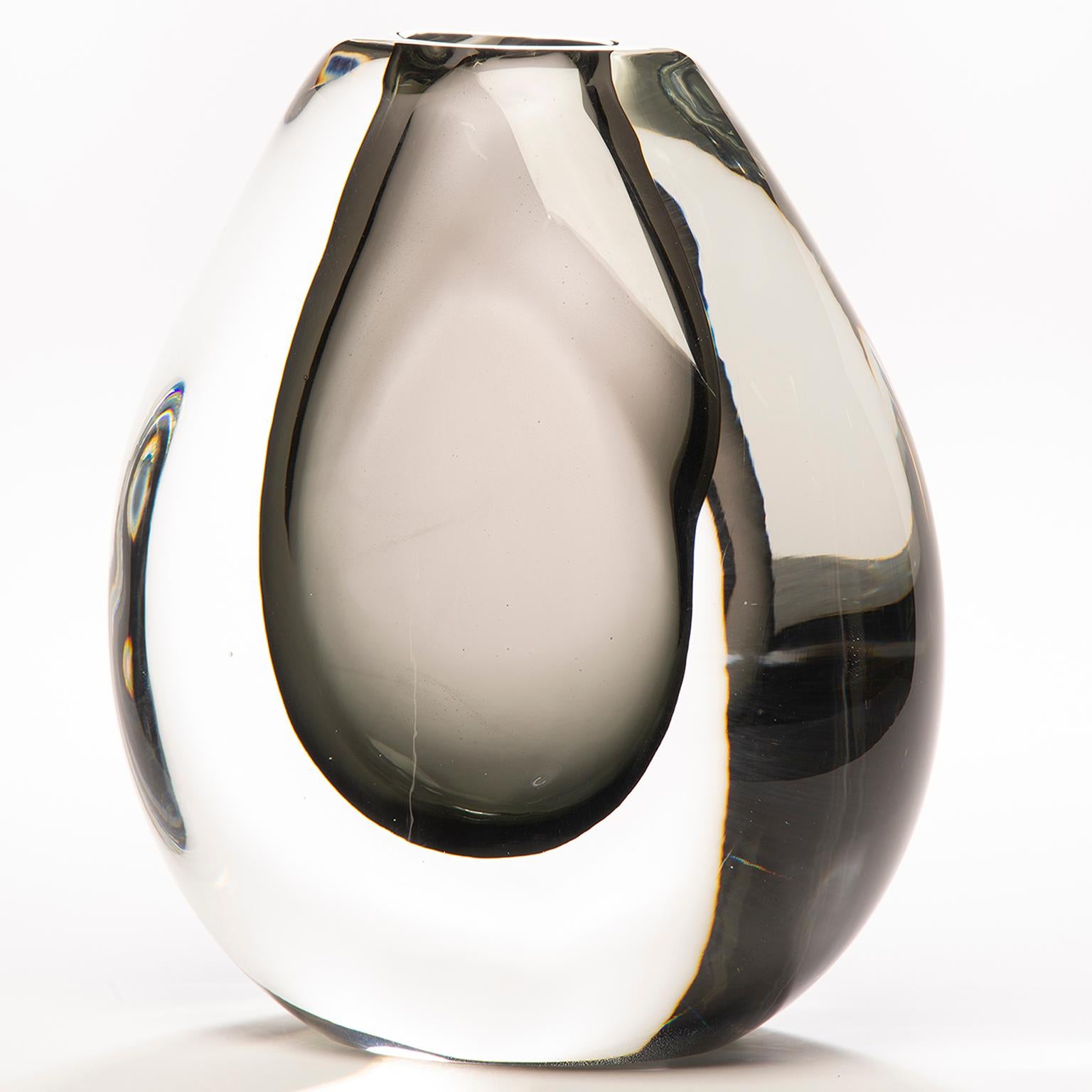 Finnish Tall Sommerso Style Smoke Art Glass Vase