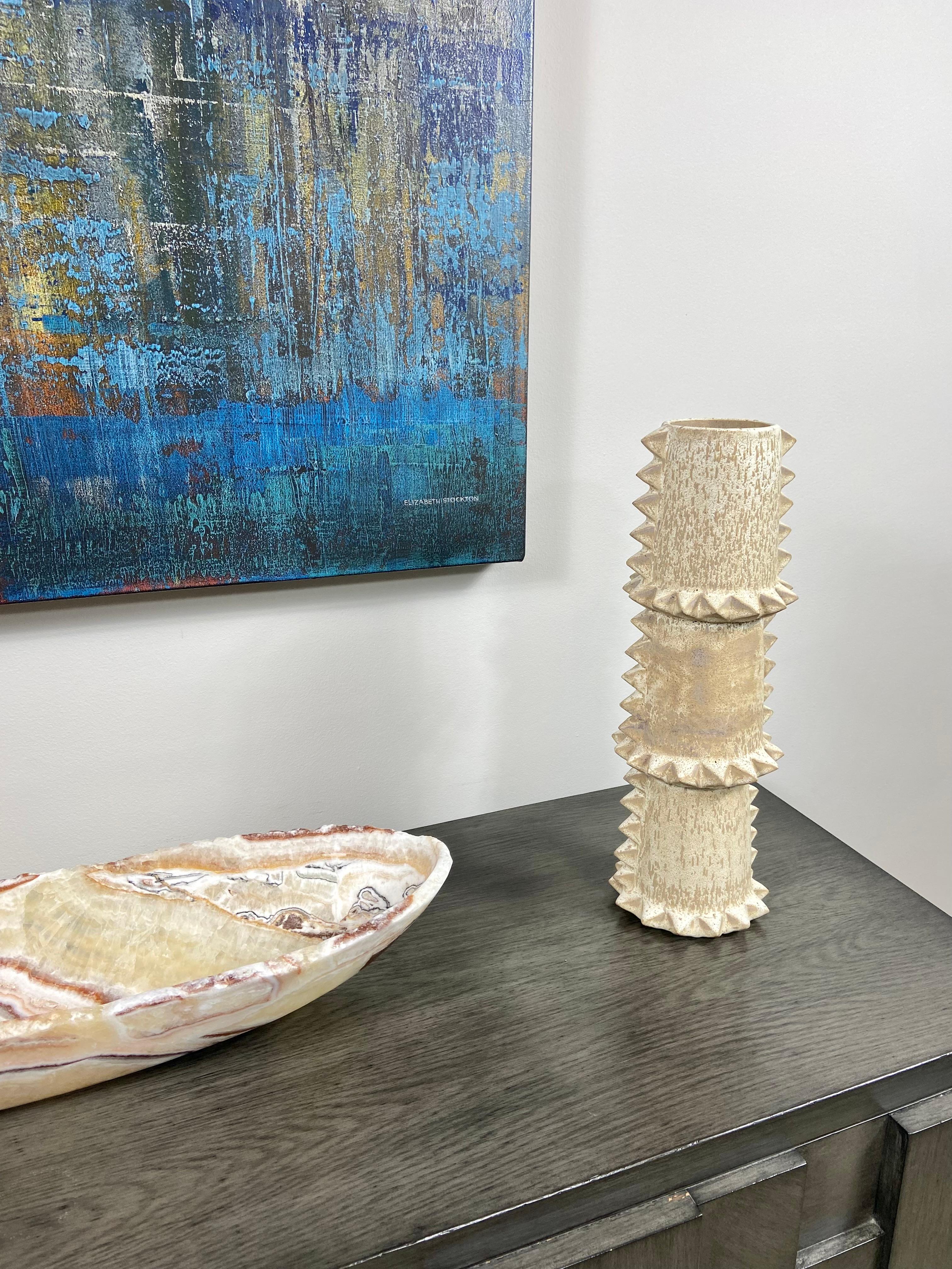 Modern Tall Spiky Ceramic Vase By LGS Studio For Sale