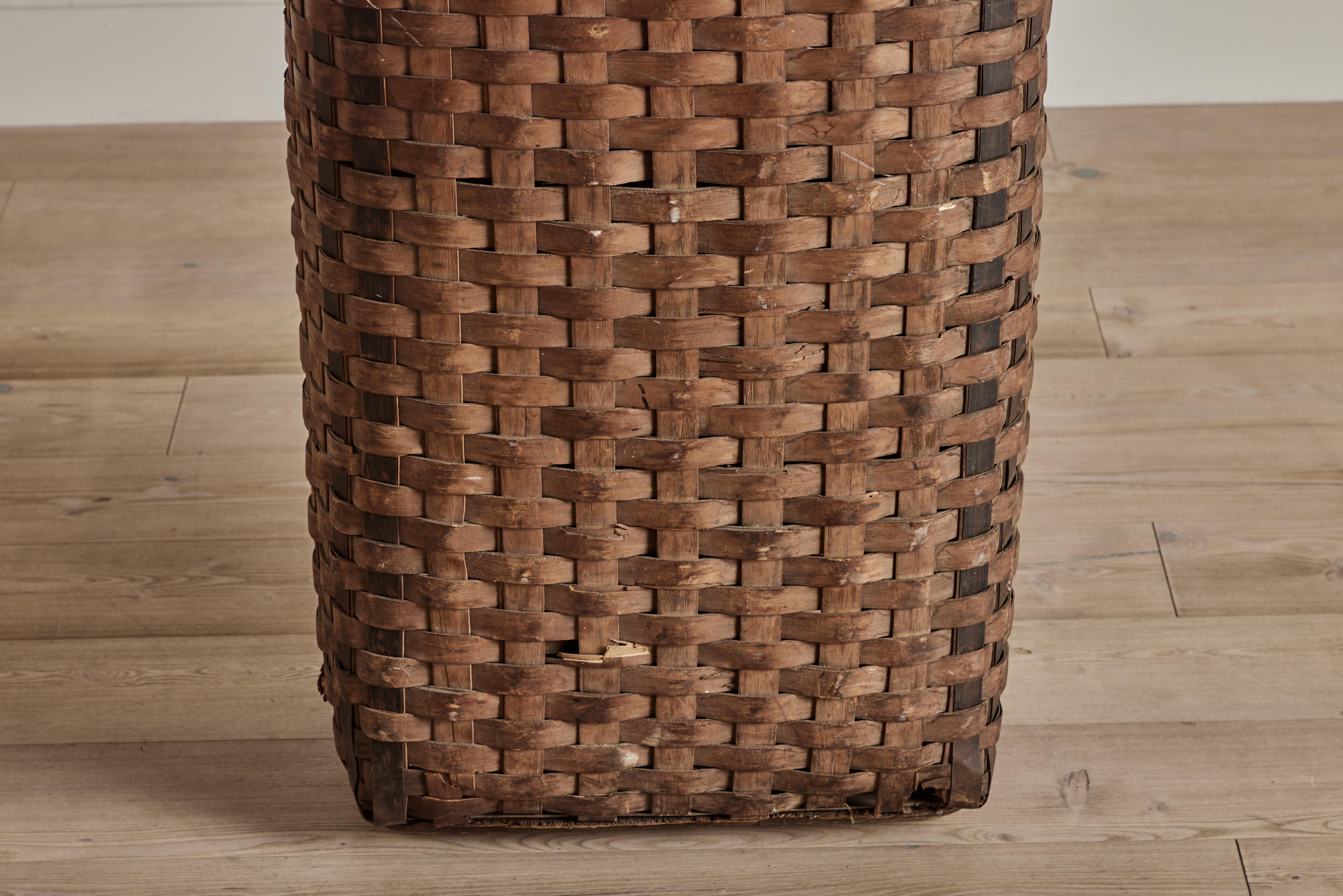 19th Century Tall Splint Wood Basket For Sale